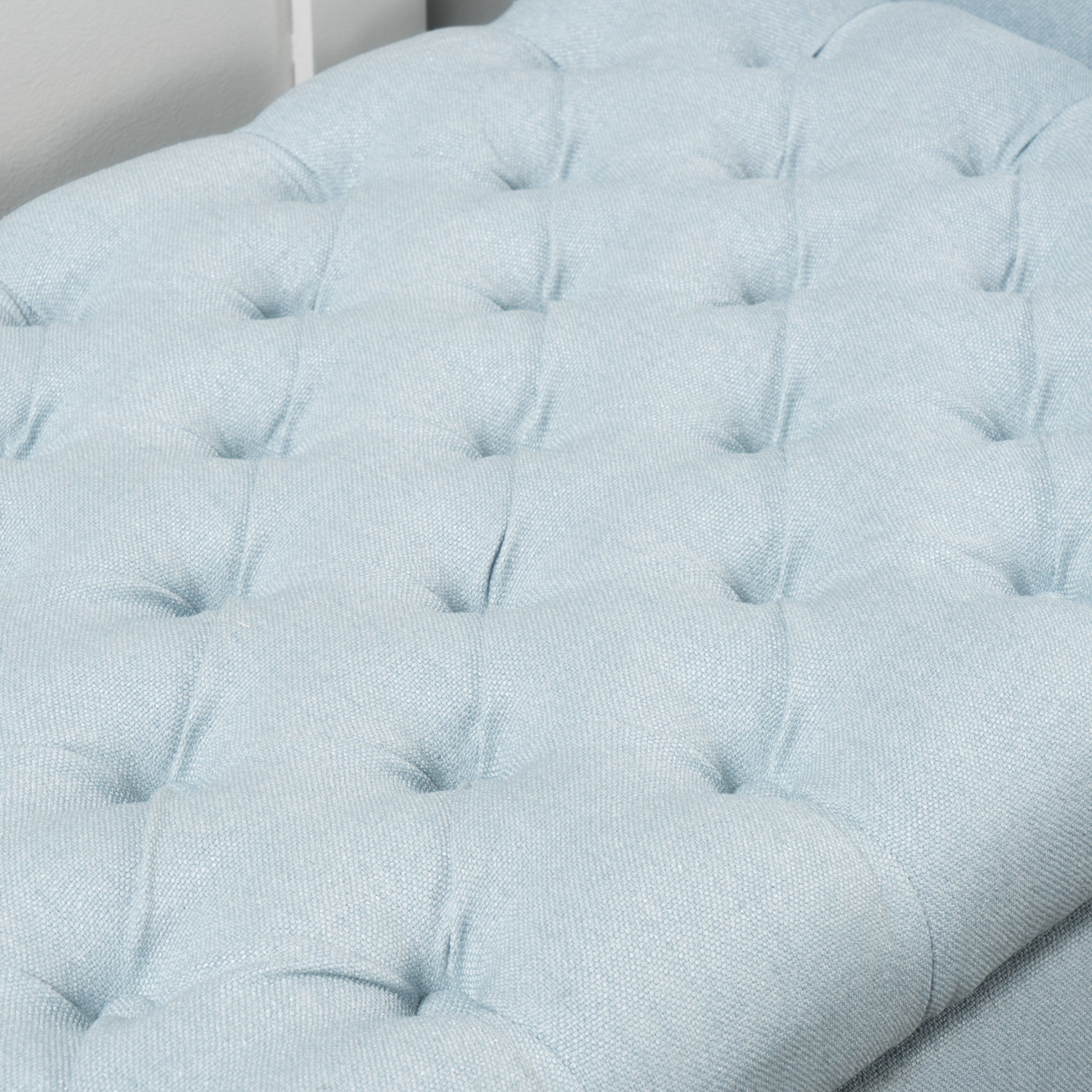 Noble House Sheffield Contemporary Rolled Arm Fabric Storage Ottoman Bench, Light Sky and Dark Brown - Image 5