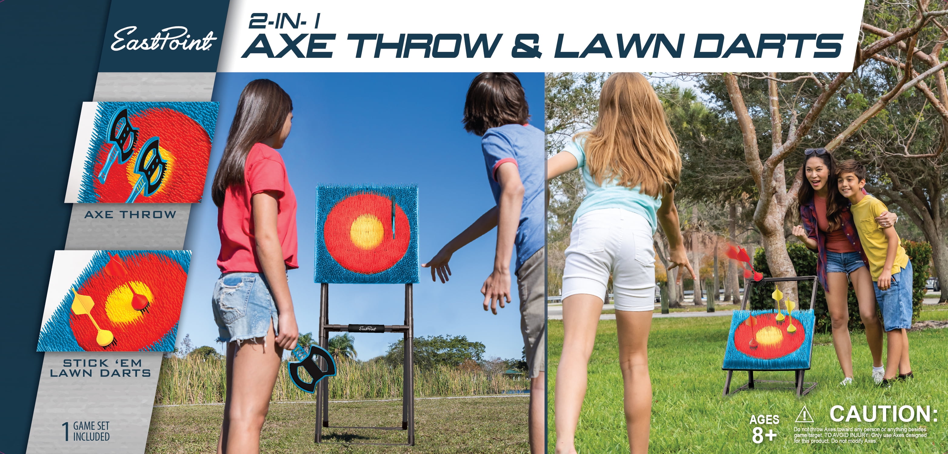 EastPoint Sports Axe Throwing & Lawn Darts Target Game Set, Includes 3 Axes & 4 Darts - 44 in. High - Image 2