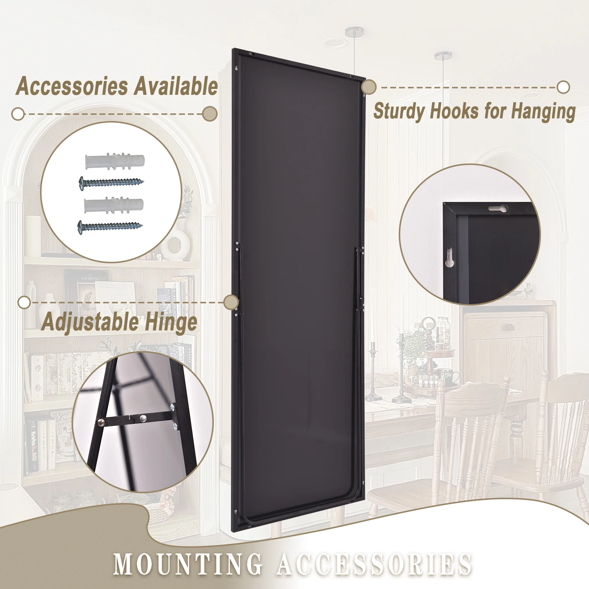 Anyrose 21"x64" Full Length Dressing Mirror Rectangled Floor Standing Mirror Wall Mounted, Black - Image 6