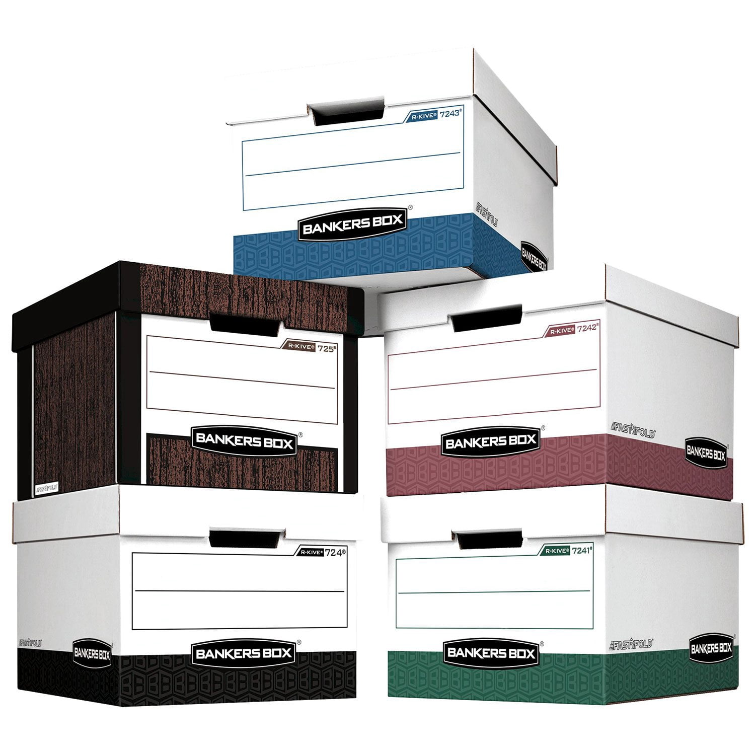 Bankers Box, FEL00725, Bankers Box R-Kive Storage Boxes, 12 / Carton, White,Blue - Image 5