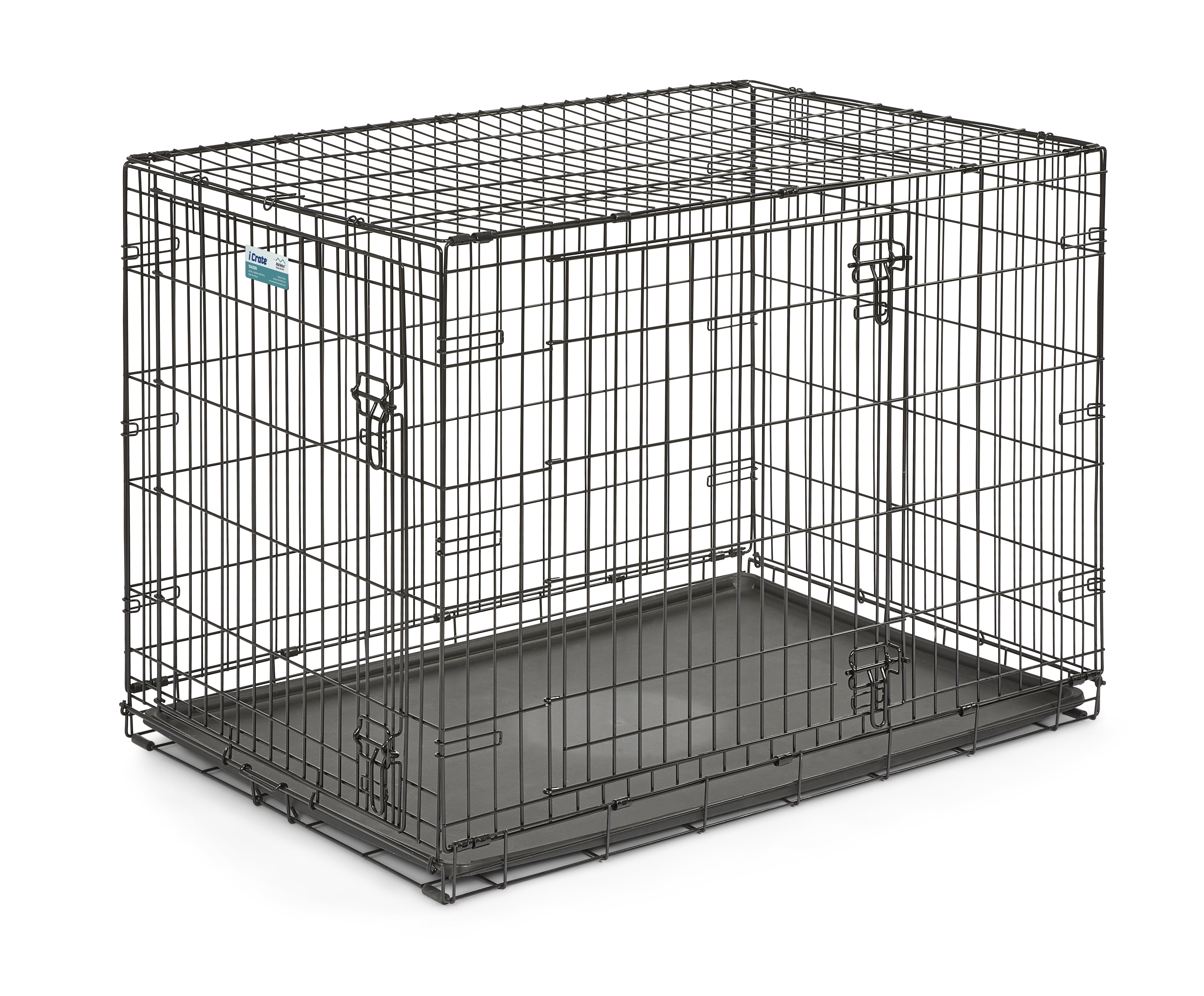 MidWest Homes for Pets Enhanced Double Door iCrate Dog Crate, 42.13L x 27.76W x 30.32H inch, Black - Image 2