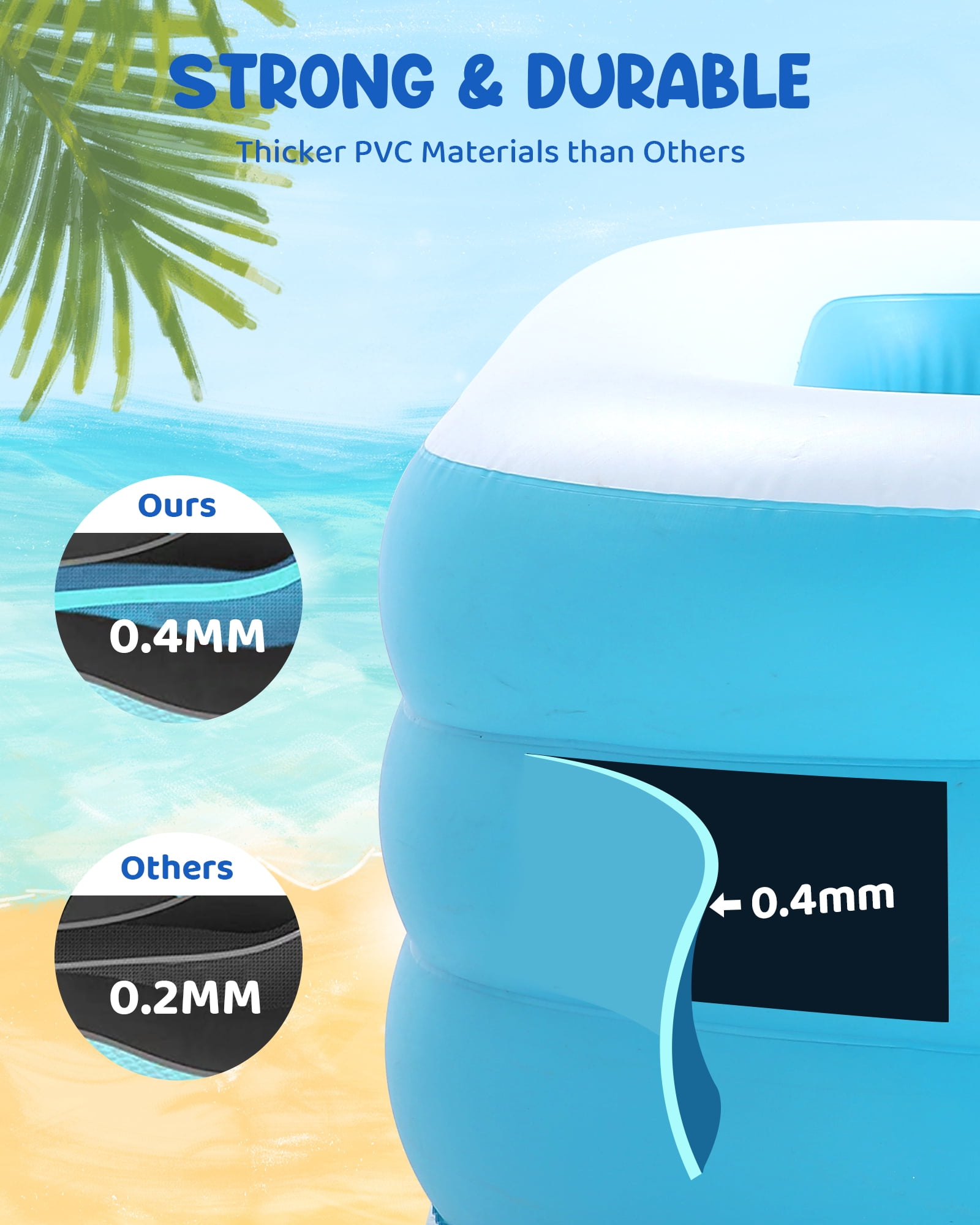 Naipo 95In Inflatable Swimming Pool Family Inflatable Pool Full-Sized Blow Up Pool Square Easy Set 95''*56''*22'' For Summer Play - Image 8