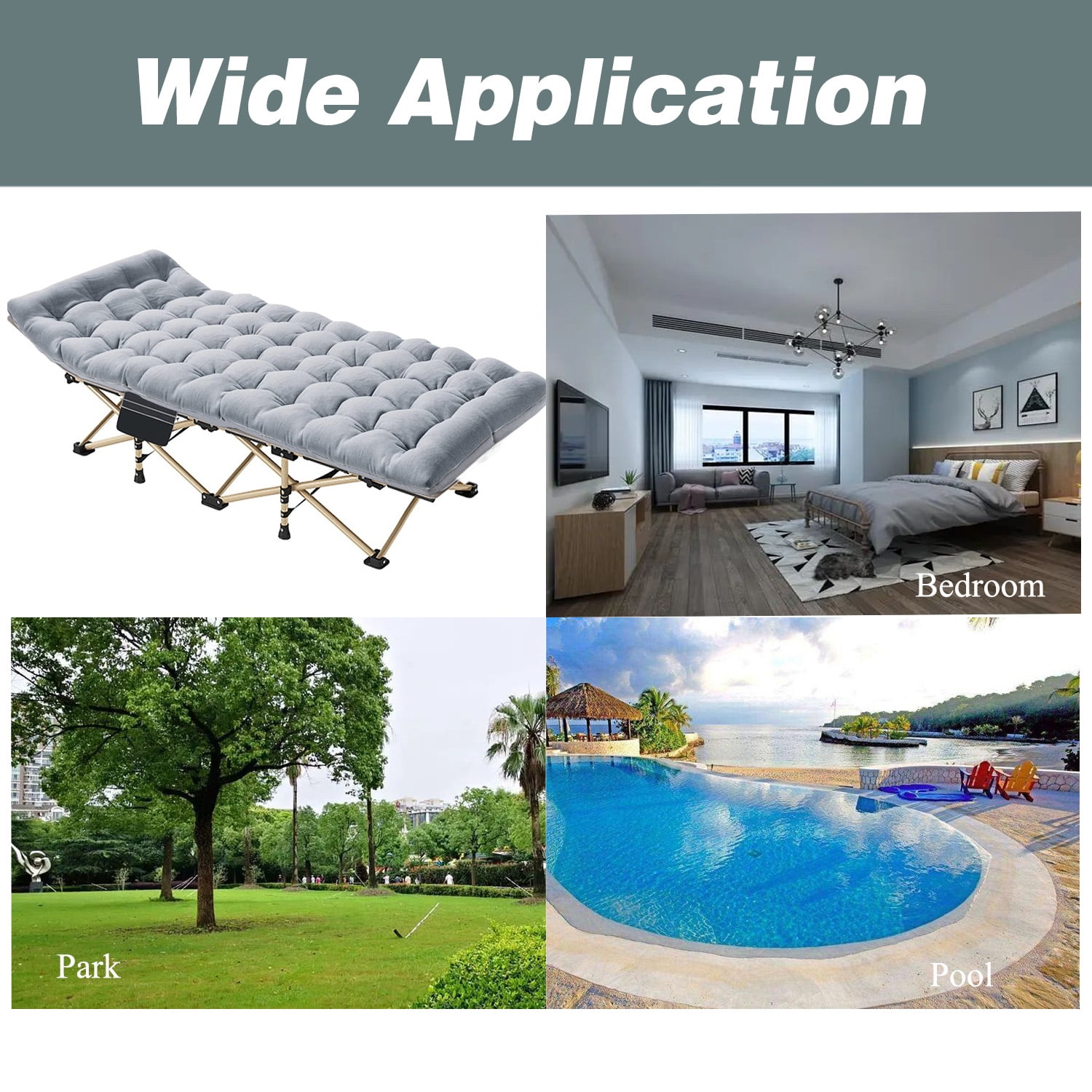 SUGIFT Camping Cot 75*28 inch Folding Bed with Carry Bag, Adult - Image 3