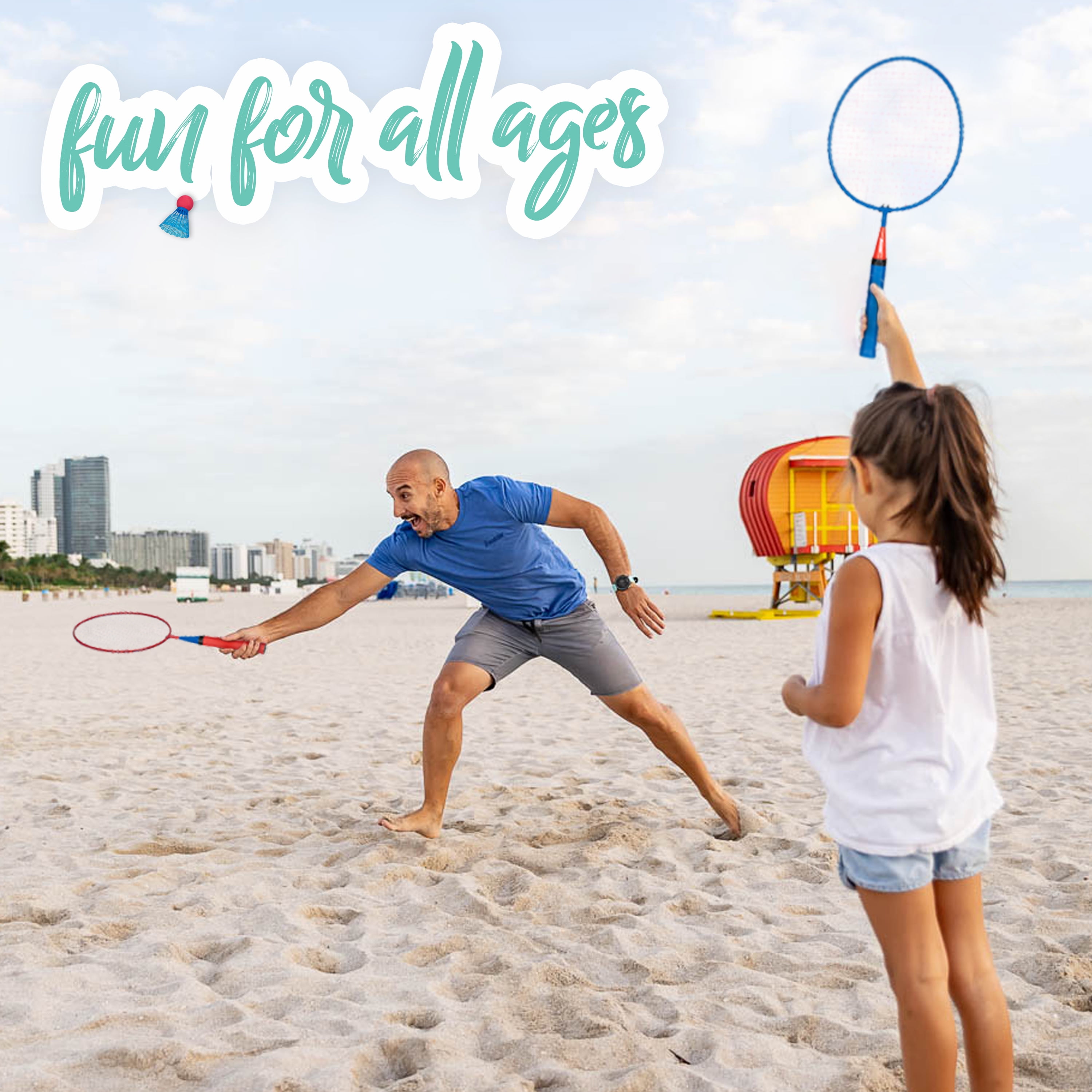 Franklin Sports Kids Jumbo Badminton Racket Set - Smashminton Kids Oversize Badminton Rackets Set - 2 Player Backyard + Beach Youth Badminton Set with Birdies + Jumbo Rackets Included - Image 3