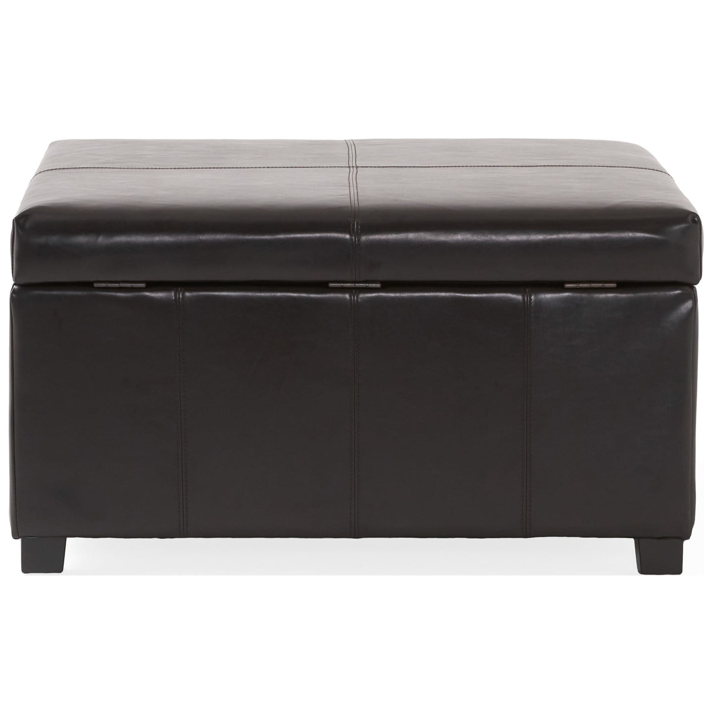 Noble House Abigail Indoor Espresso Bonded Leather Square Storage Ottoman - Image 15