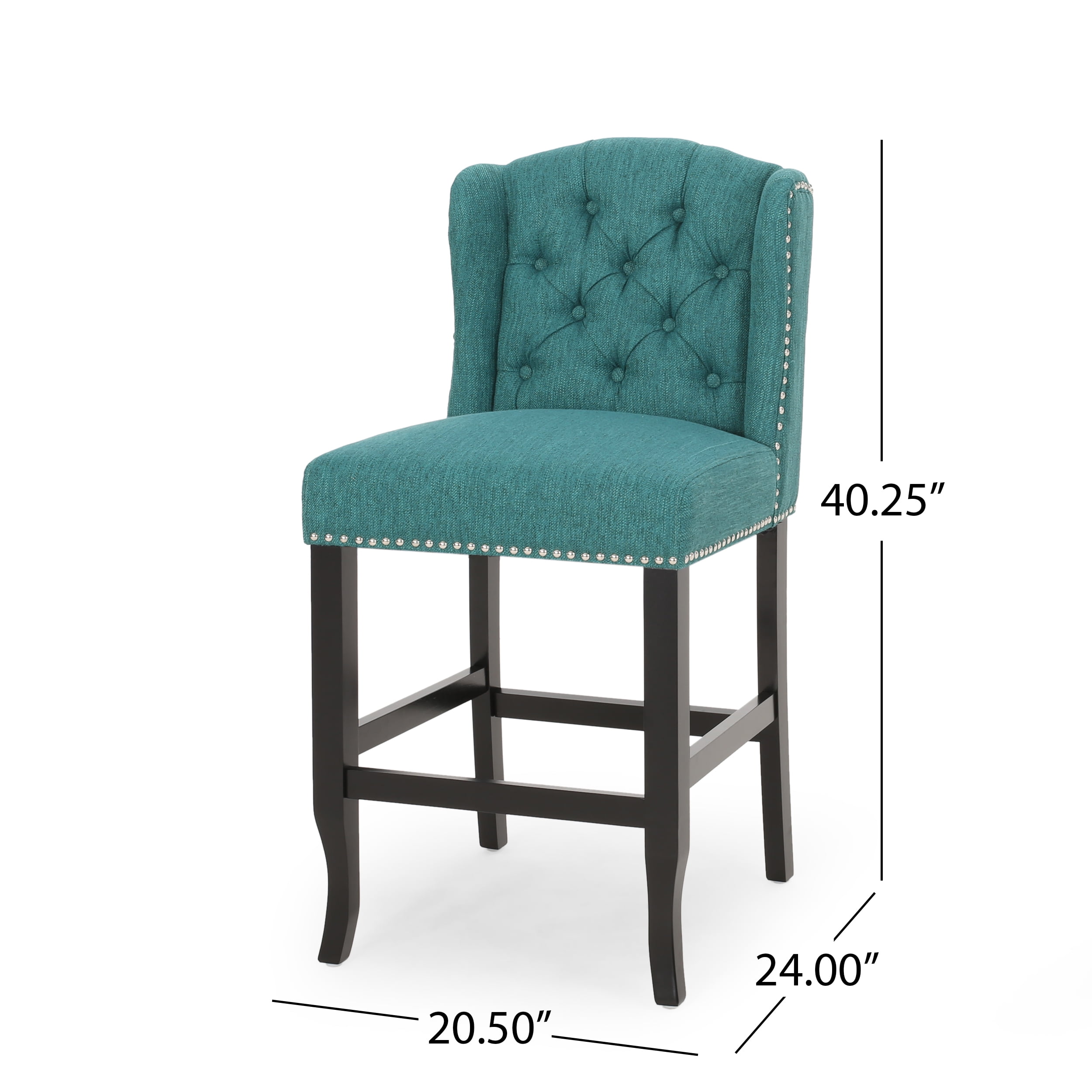Noble House Maurice Wingback Counter Stool, Set of 2, Teal, Dark Brown - Image 2