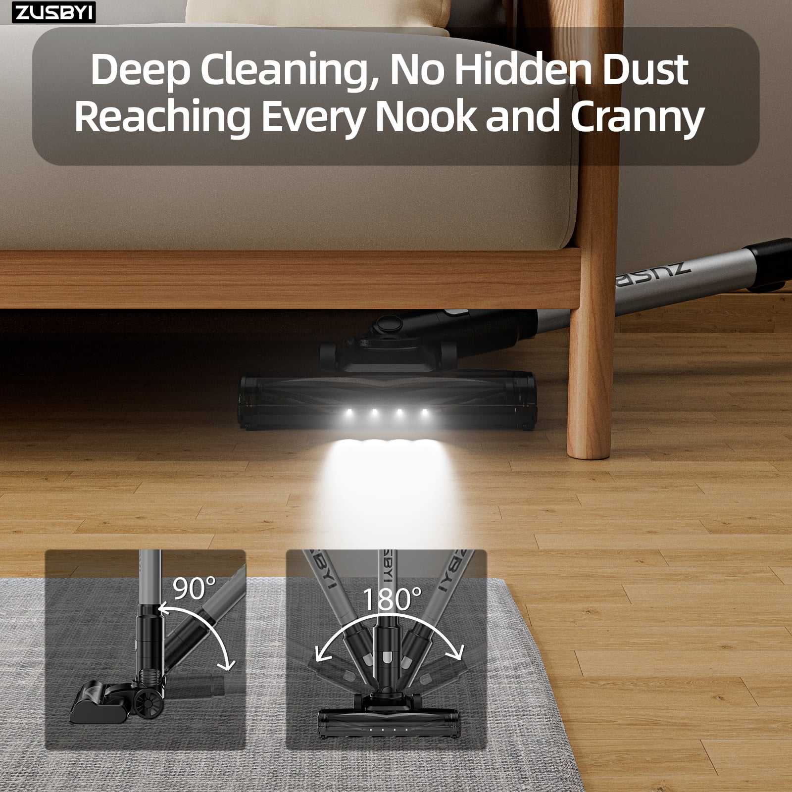 ZUSBYI Cordless Stick Vacuum Cleaner - Telescopic Tube - Image 2