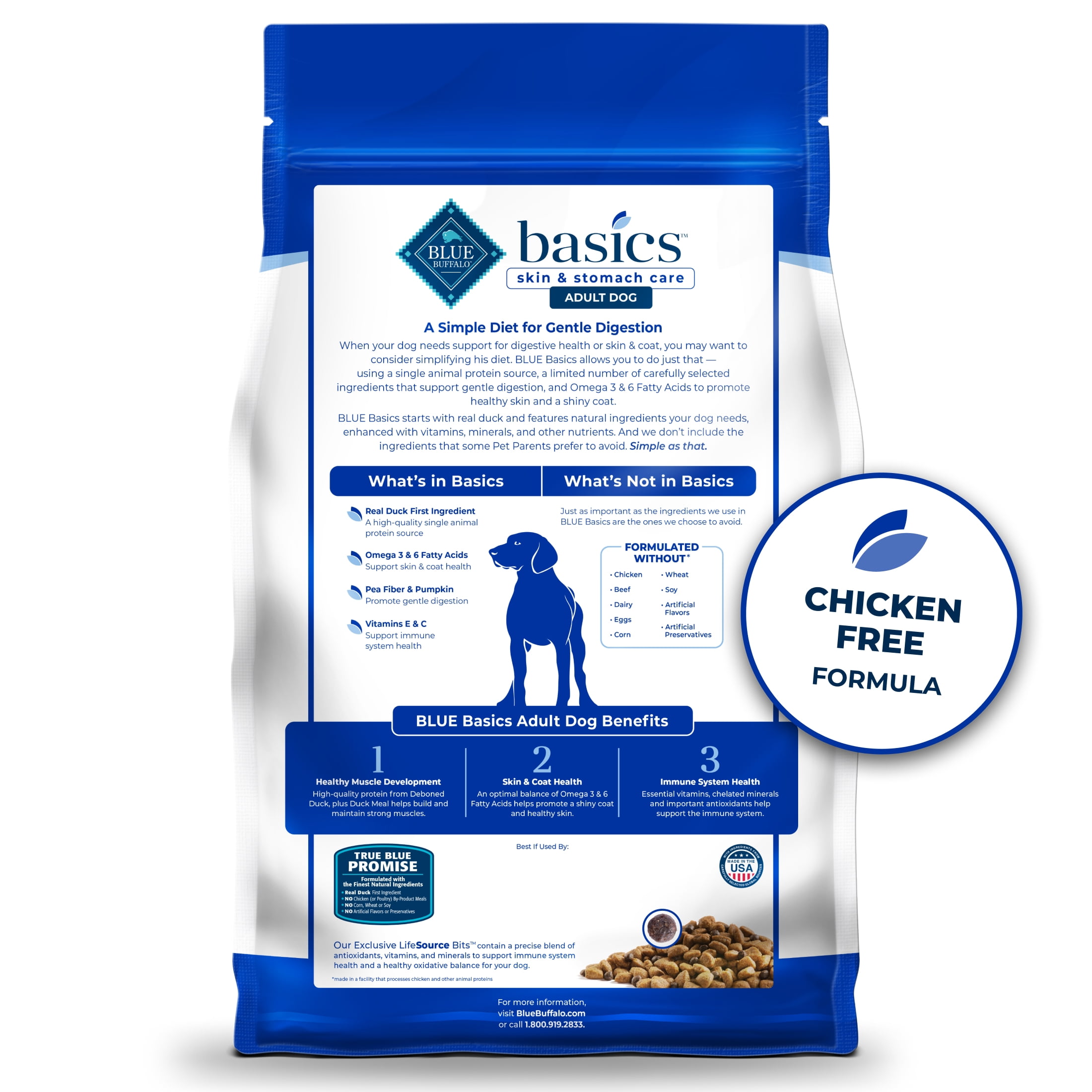 Blue Buffalo Basics Grain-Free Dry Dog Food, Adult, Limited Ingredient Diet, Duck, 22 lbs. - Image 5