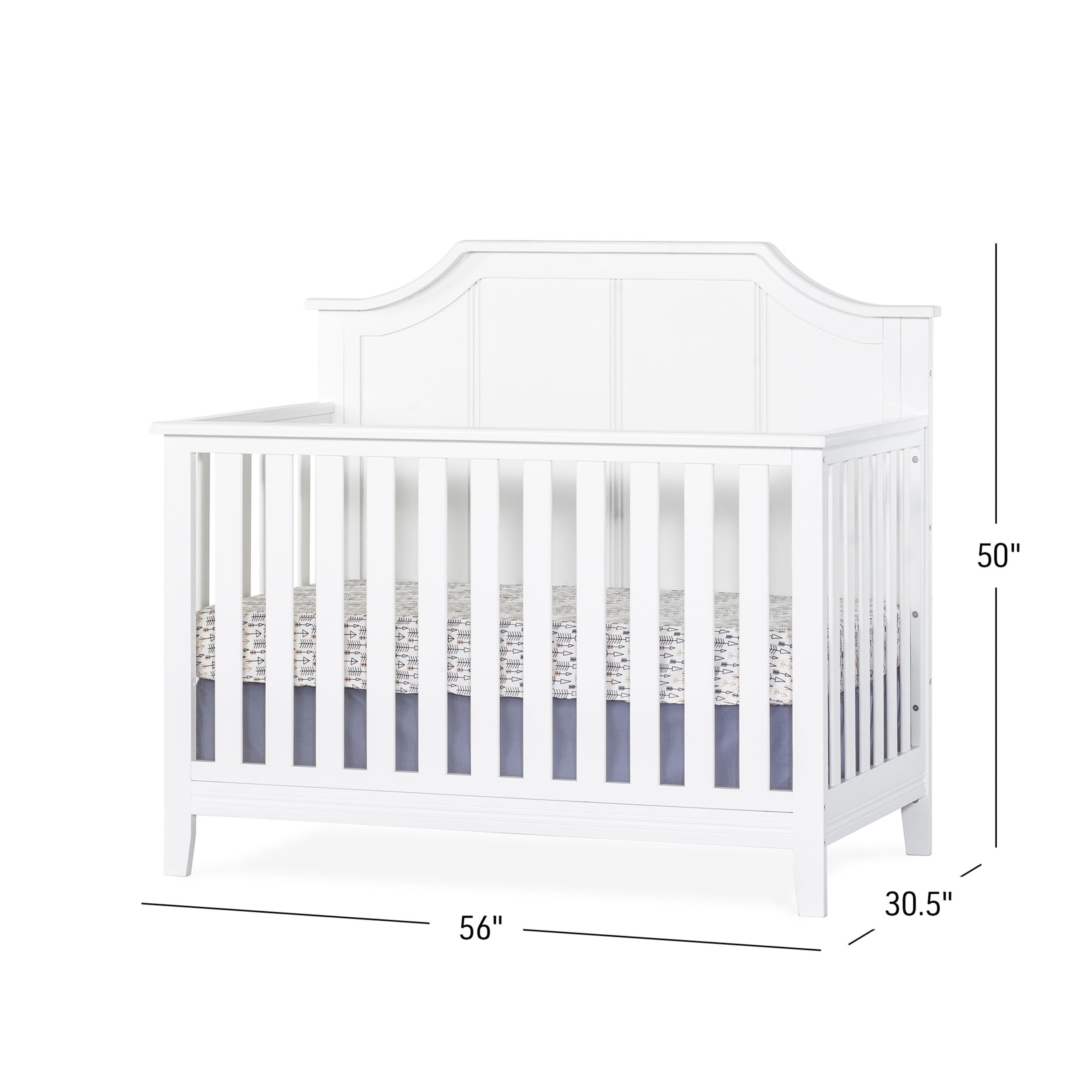 Child Craft Rylan 4-in-1 Convertible Crib, Baby Crib Converts to Day Bed, Toddler Bed and Full Size Bed, 3 Adjustable Mattress Positions, Non-Toxic, Baby Safe Finish (Matte White) - Image 4