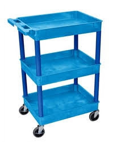 Luxor 18" x 24" Three Shelf Tub Utility Cart - Blue - Image 2
