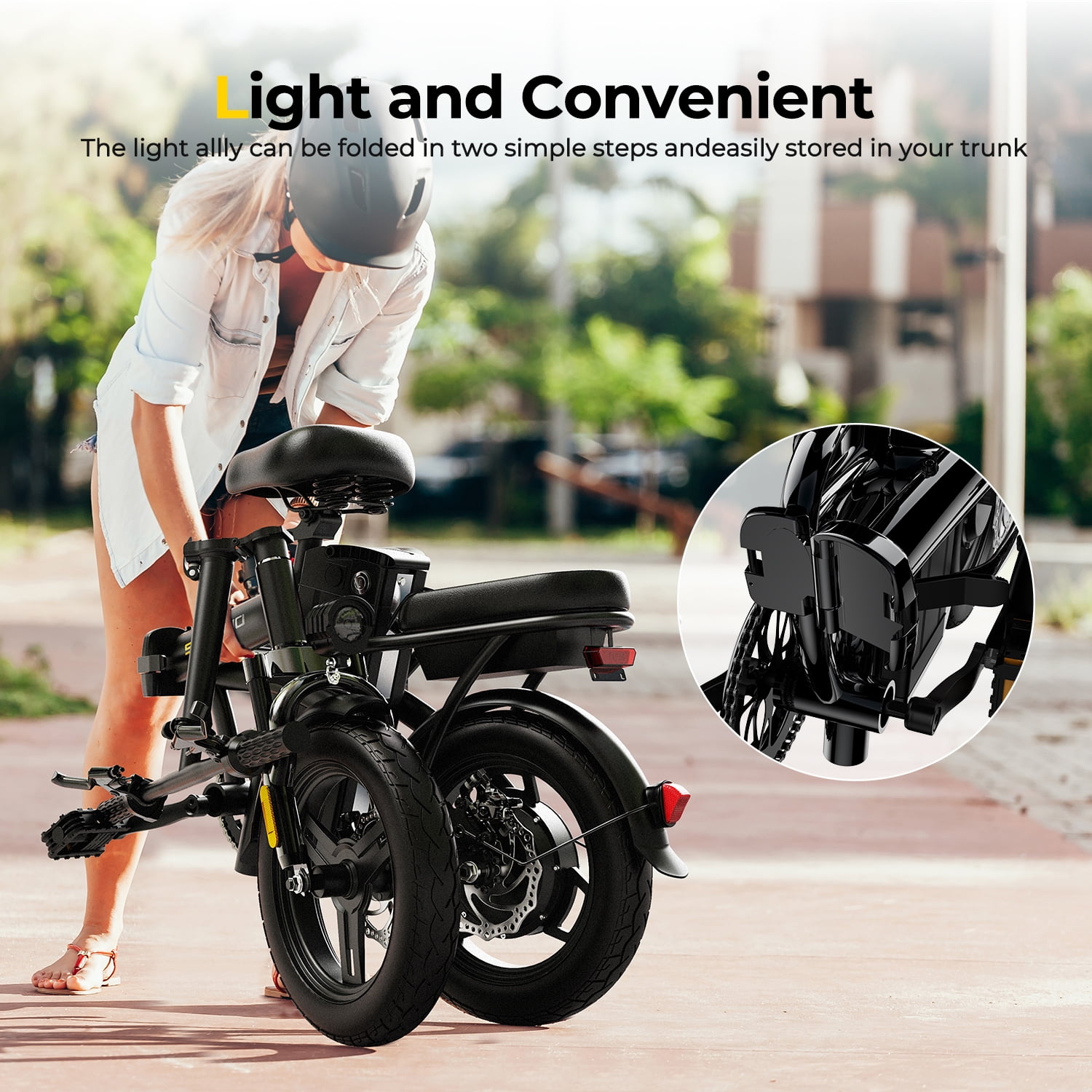 Sohamo 36V 10Ah Foldable Electric Bike w/Throttle, 400W Motor Electric Motorcycle for Adults, Mini Ebike for Teens and Adults over 14 years of age - Image 4