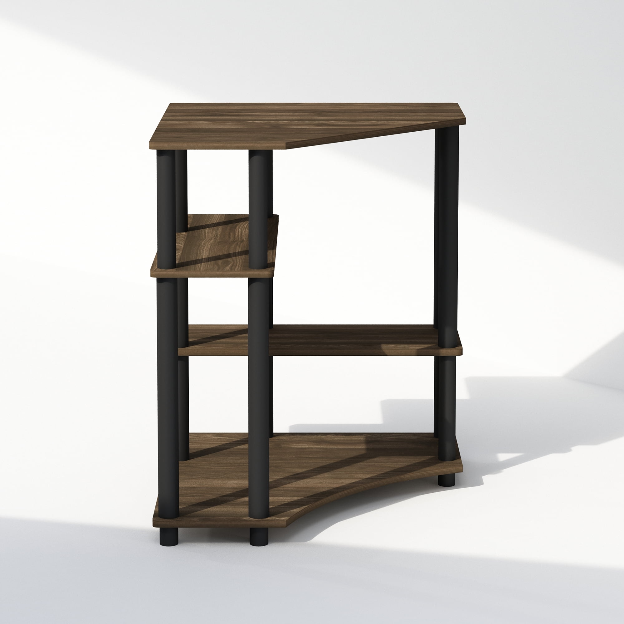 Furinno Turn-N-Tube Multipurpose Corner Shelf, Display Rack, Bookshelf, Columbia Walnut/Black - Image 5