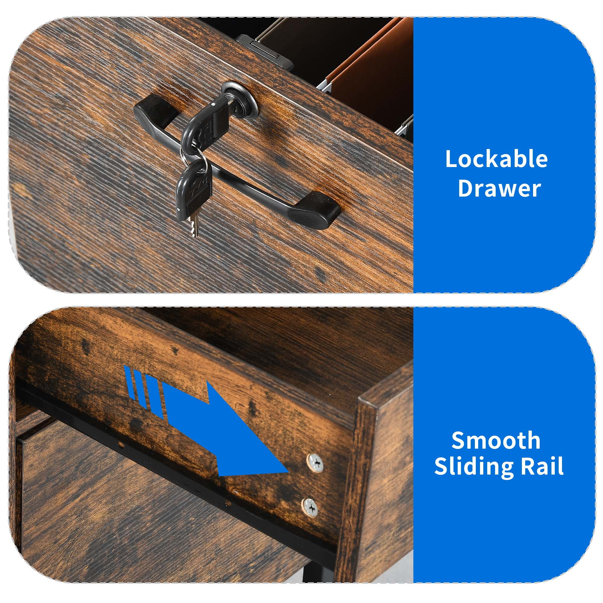 Uforic 59 "Computer Desk with Power Outlets & LED Light, Office Desks with Hutch & Monitor Stand, Gaming Desk Executive Desk with Storage Shelves for Home Office , Brown - Image 10