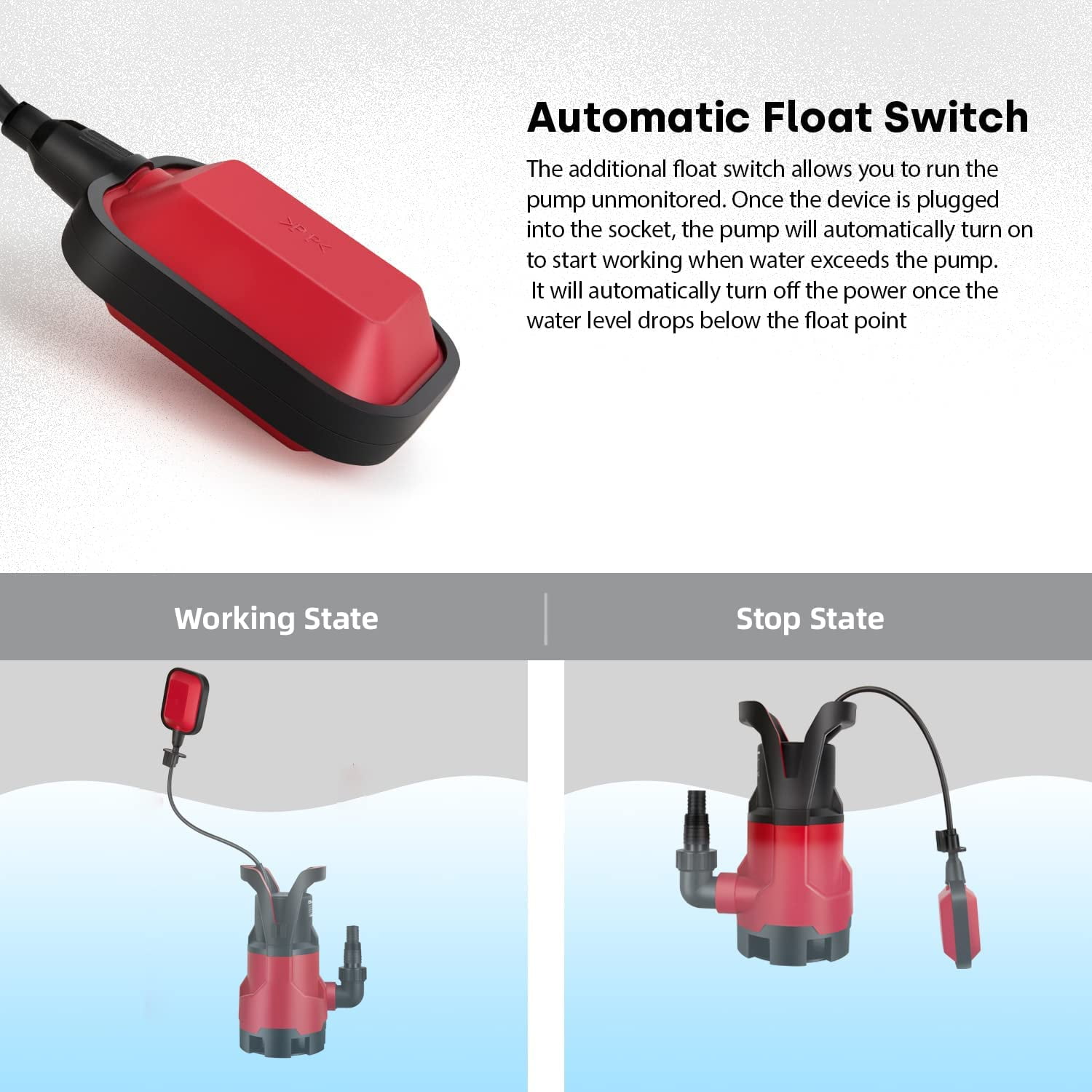 Sump Pump ,1HP Submersible Electric Water Pump with 3700GPH Automatic Float Switch for Pool Draining Hot Tub Flood Drain and Irrigation - Image 12