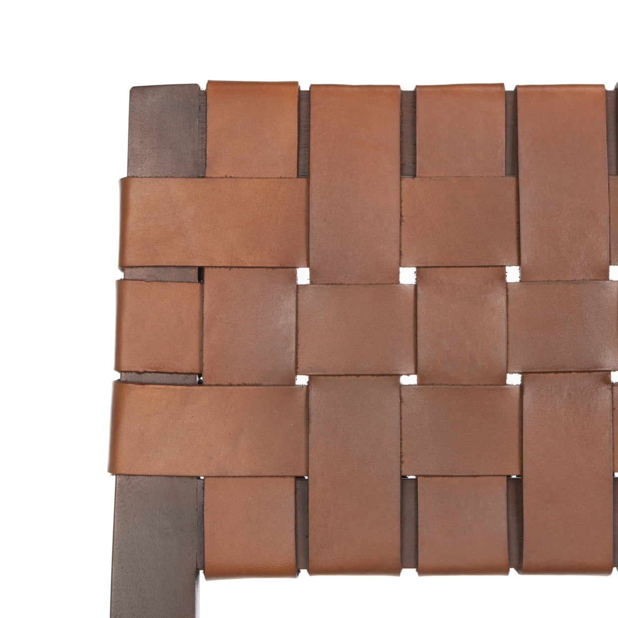 SAFAVIEH Paxton Woven Leather Counter Stool with Footrest, Cognac/Espresso - Image 2