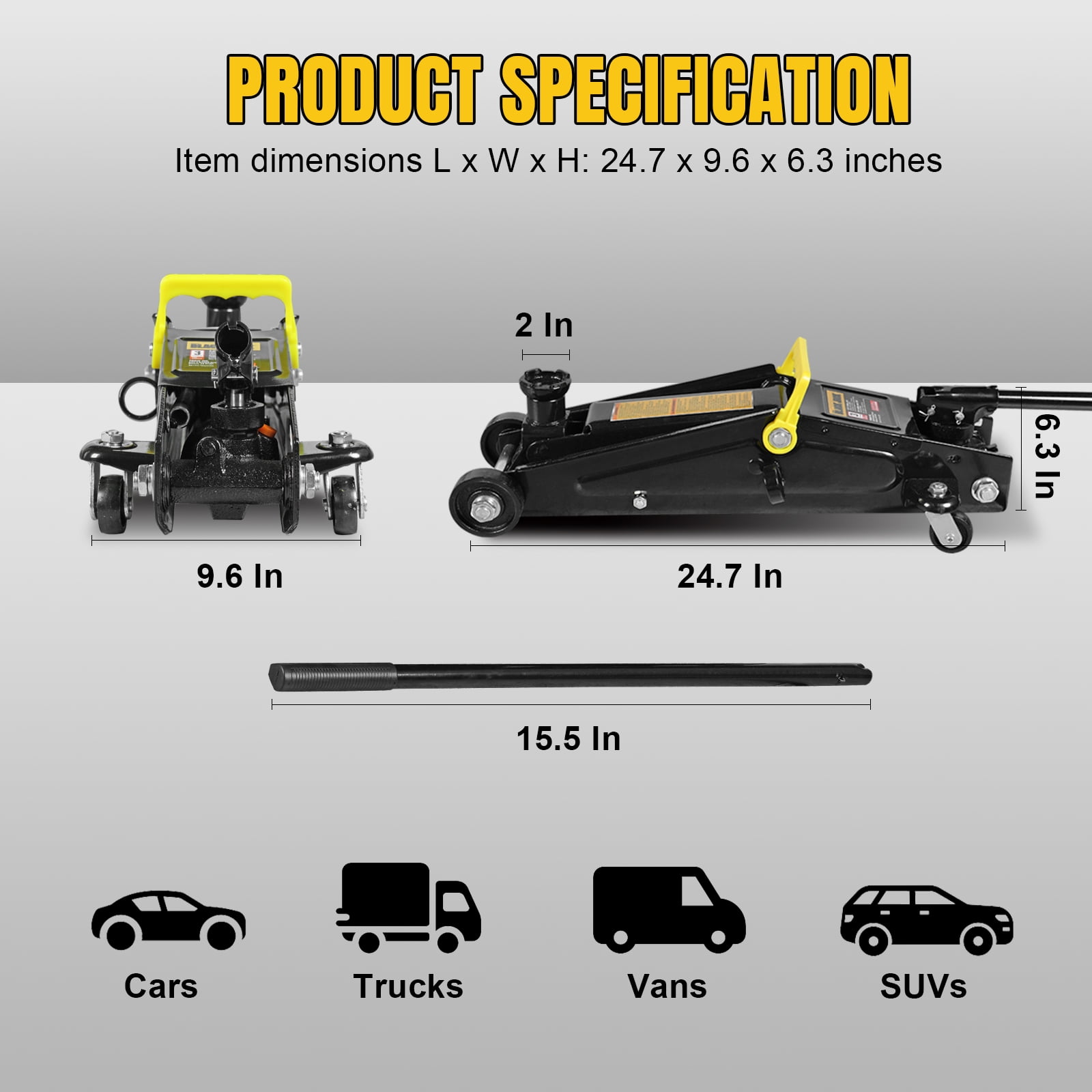 Torin BlackJack DT83006W 3 Ton Hydraulic Trolley Jack - Image 6