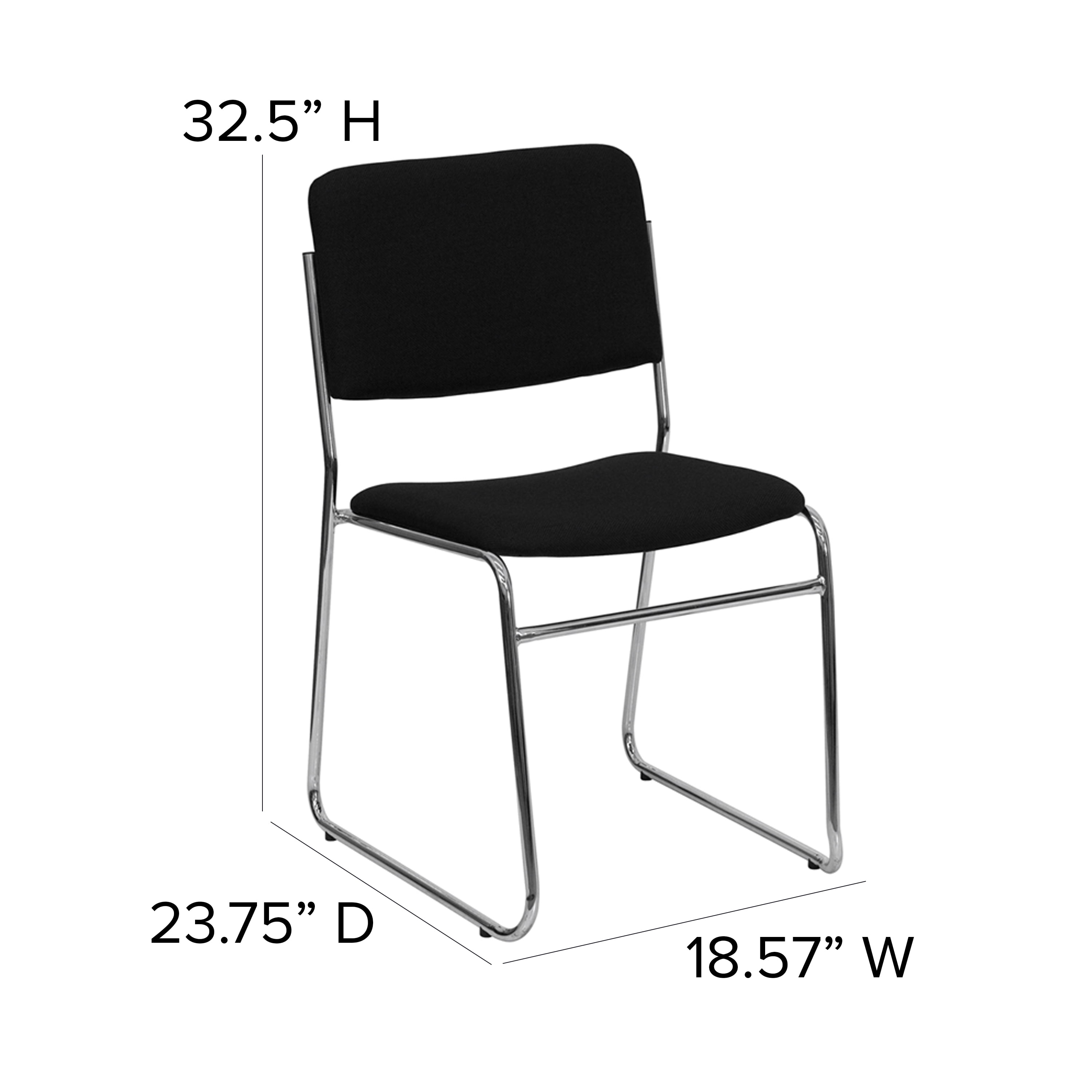 Flash Furniture 500 lb. Capacity Black Fabric High Density Stacking Chair with Chrome Sled Base - Image 12