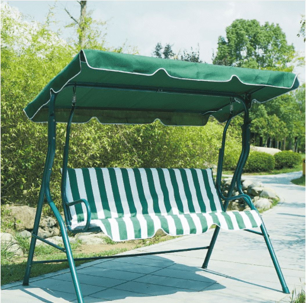 Vebreda 3-Seat Patio Outdoor Porch Swing Glider Chair with Canopy, Green - Image 5