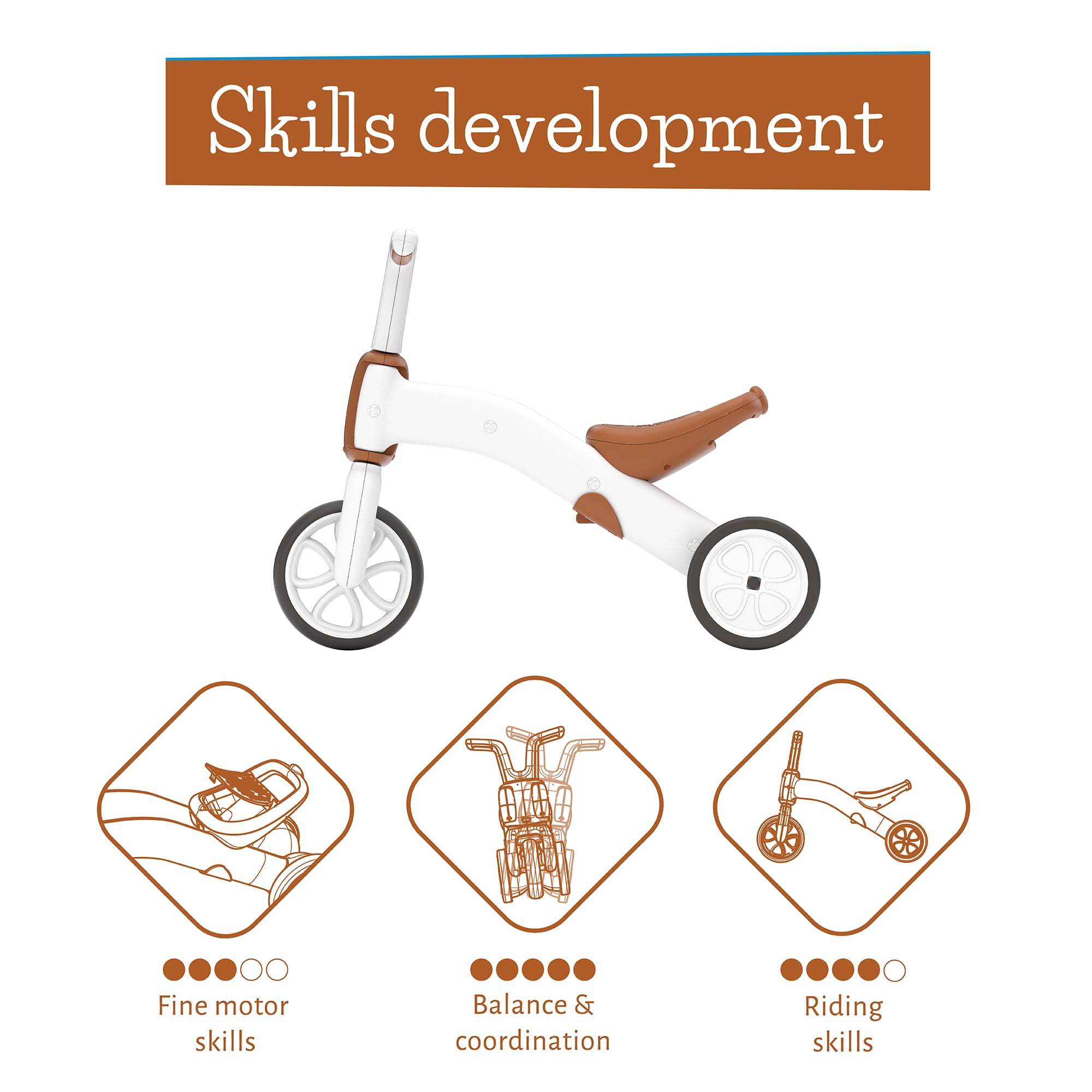 Chillafish Bunzi Gradual Balance Bike and Tricycle,6 inches, 2-in-1 Ride on Toy for 1-3 Years Old, Silent Non-Marking Wheels, Camel - Image 5