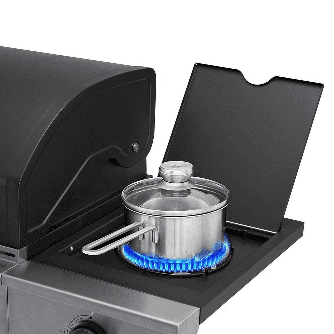 Hommow 4 Burner BBQ Propane Gas Grill,36000 BTU Stainless Steel with Stove and Side Table - Image 10