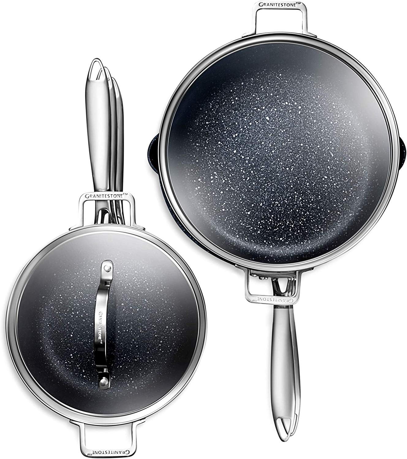 Granitestone Stackmaster Nonstick Pots and Pans Set, 10 Piece Complete Cookware Set, Stackable Design with Ultra Nonstick Mineral & Diamond Coating, Dishwasher & Oven Safe - Image 5