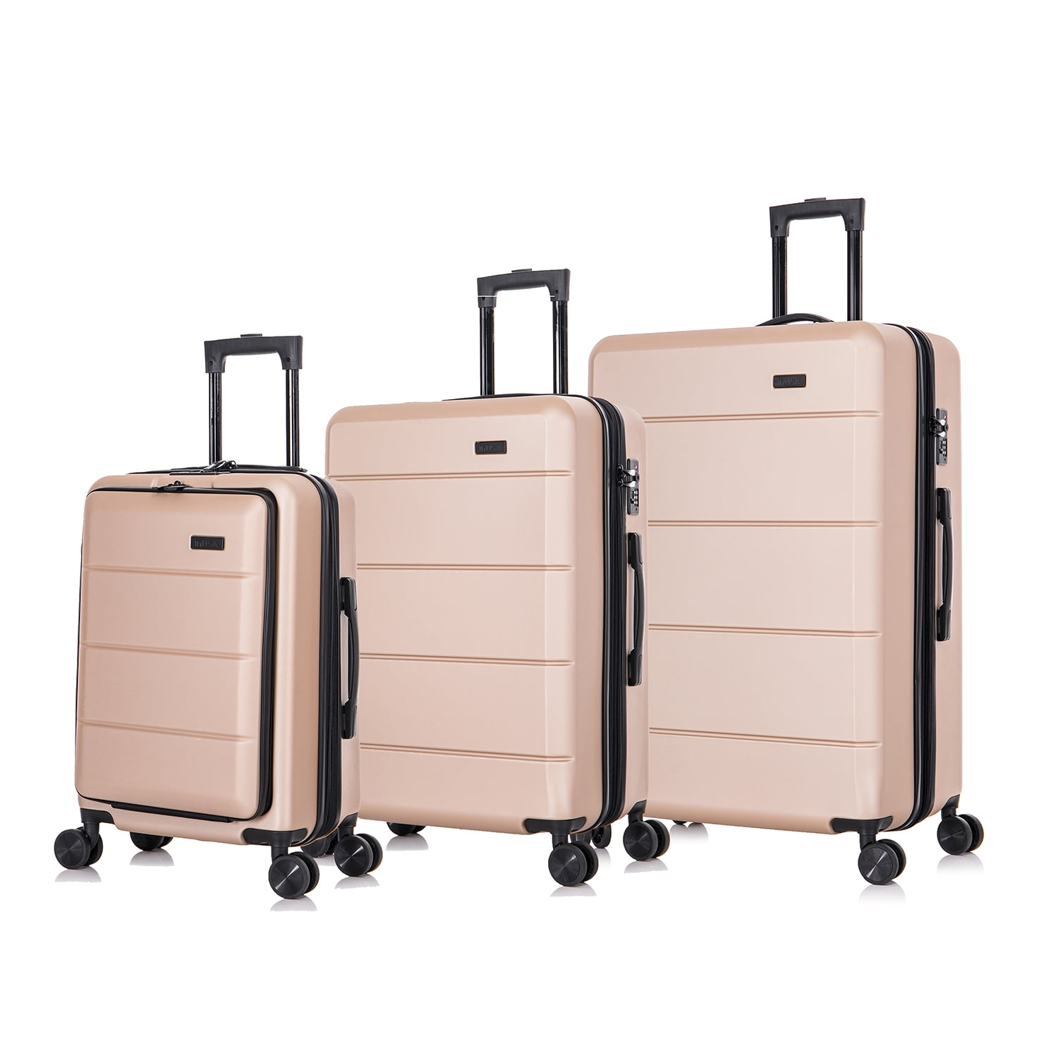 InUSA Elysian 3-Piece Hardside Luggage Sets with Spinner Wheels, Handle, Trolley, (20"/24"/28"), Champagne - Image 4