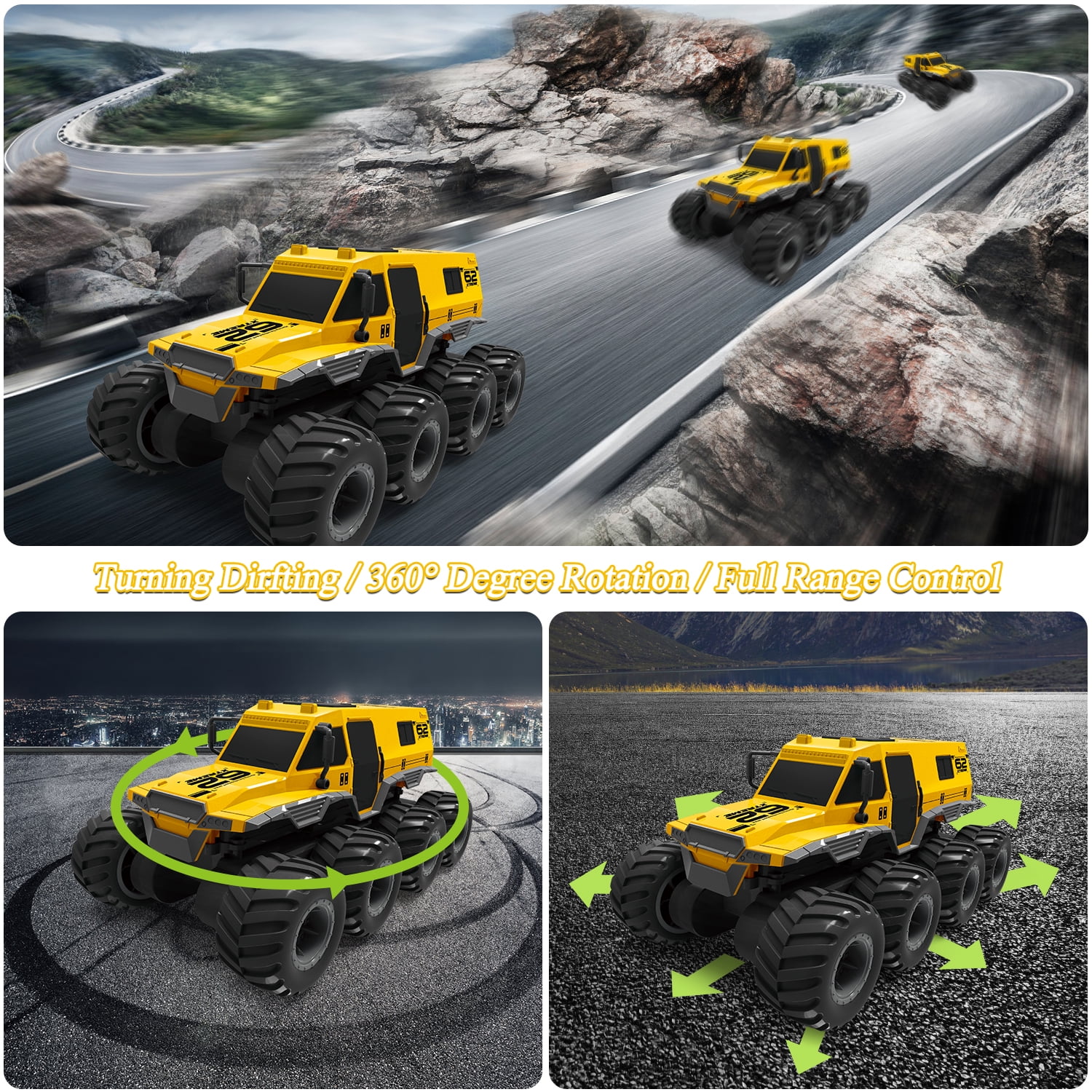 Fisca Amphibious Remote Control Car, 8 Wheel Drive RC Cars for Boys Age 8-12, 1:12 Offroad Waterproof RC Trucks, 2.4G All Terrain RC Drift Cars for Adults - Image 2