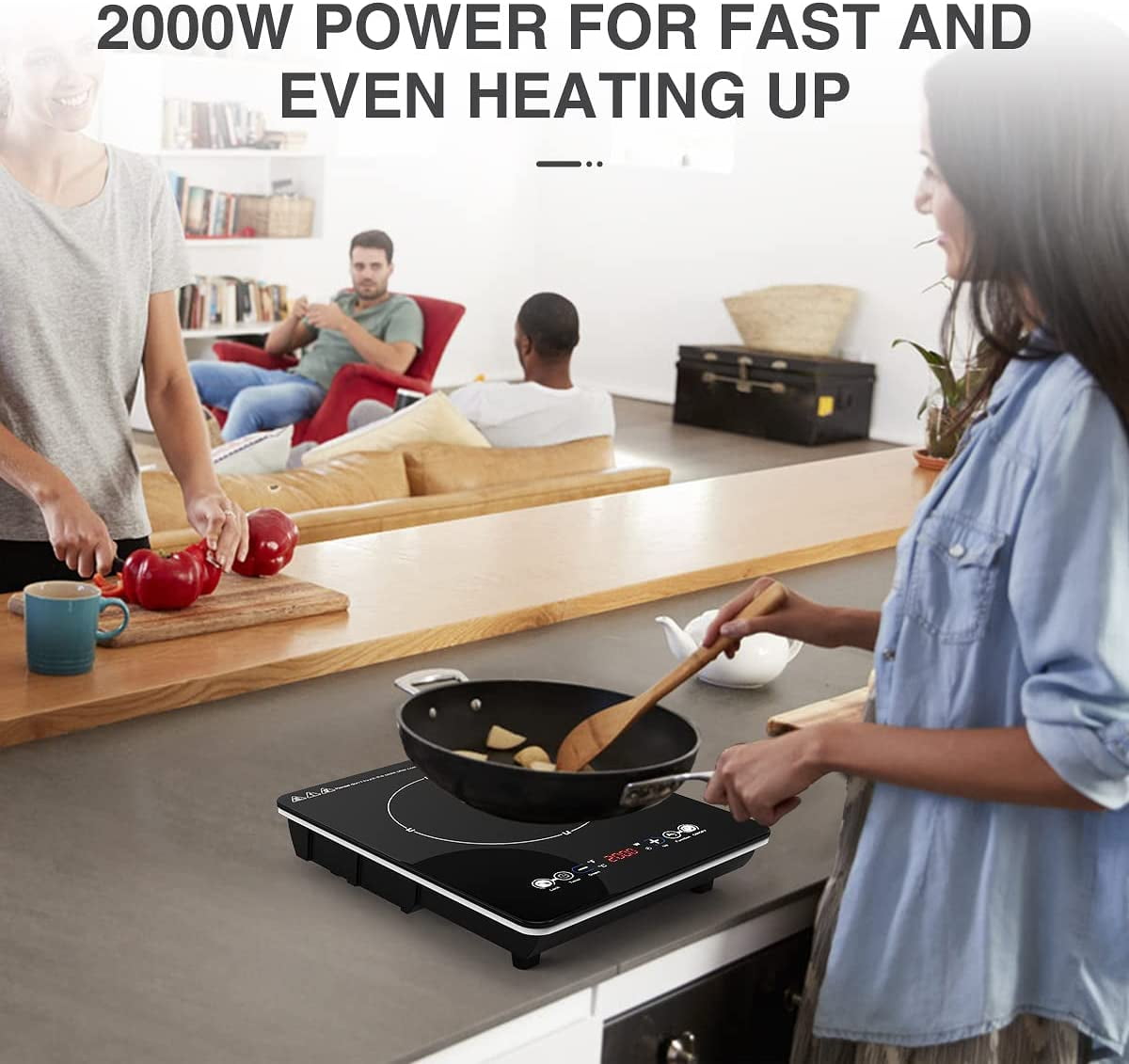 VBGK Portable Induction Cooktop Single Burner 1800W 120V with Plug,Countertop Hot Plate for Cooking,3H & Auto Shutdown Induction Burner,Child Lock Electric Cooktop - Image 7
