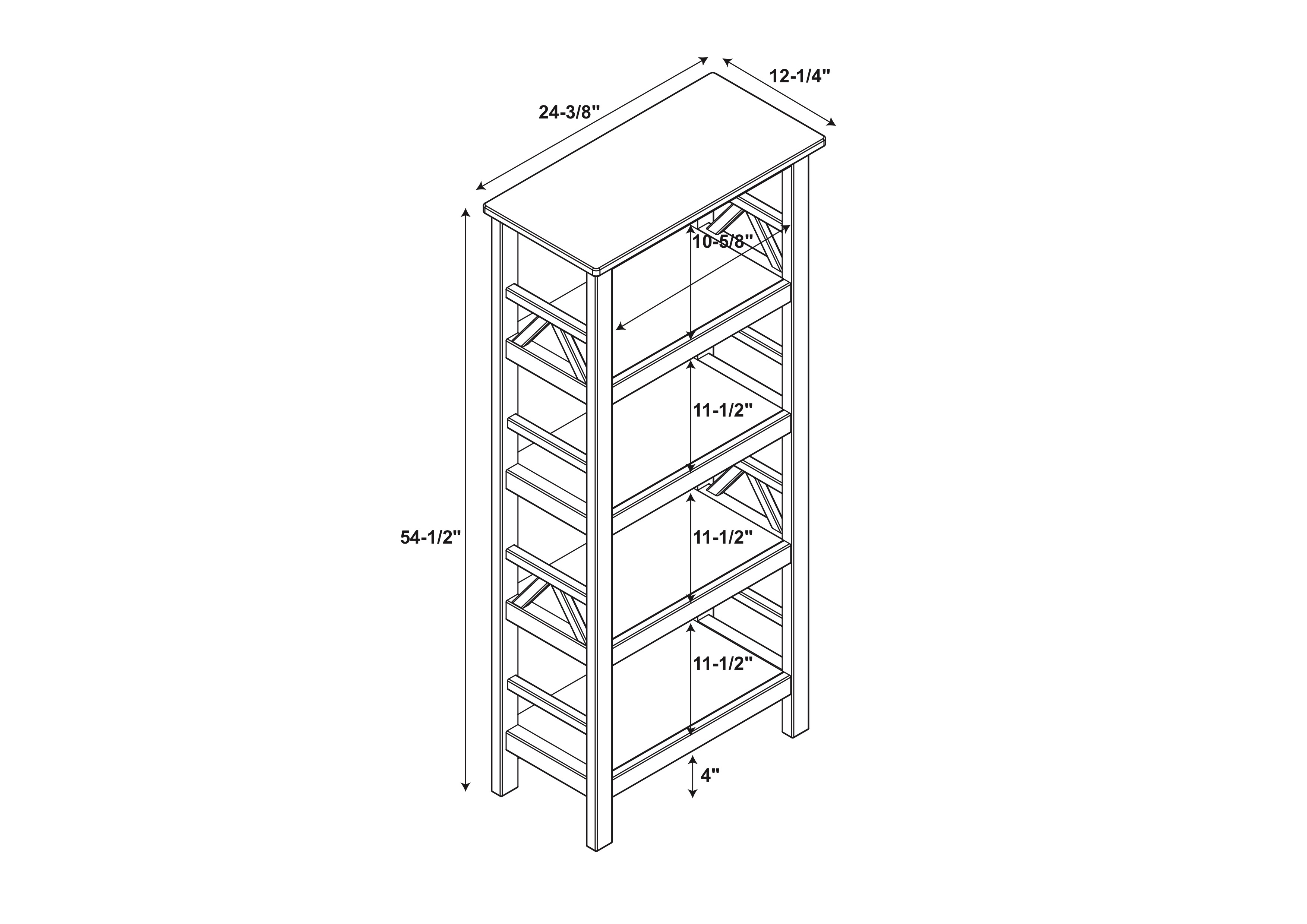 Linon Titian Wood Four Shelf Bookcase in Brown - Image 6