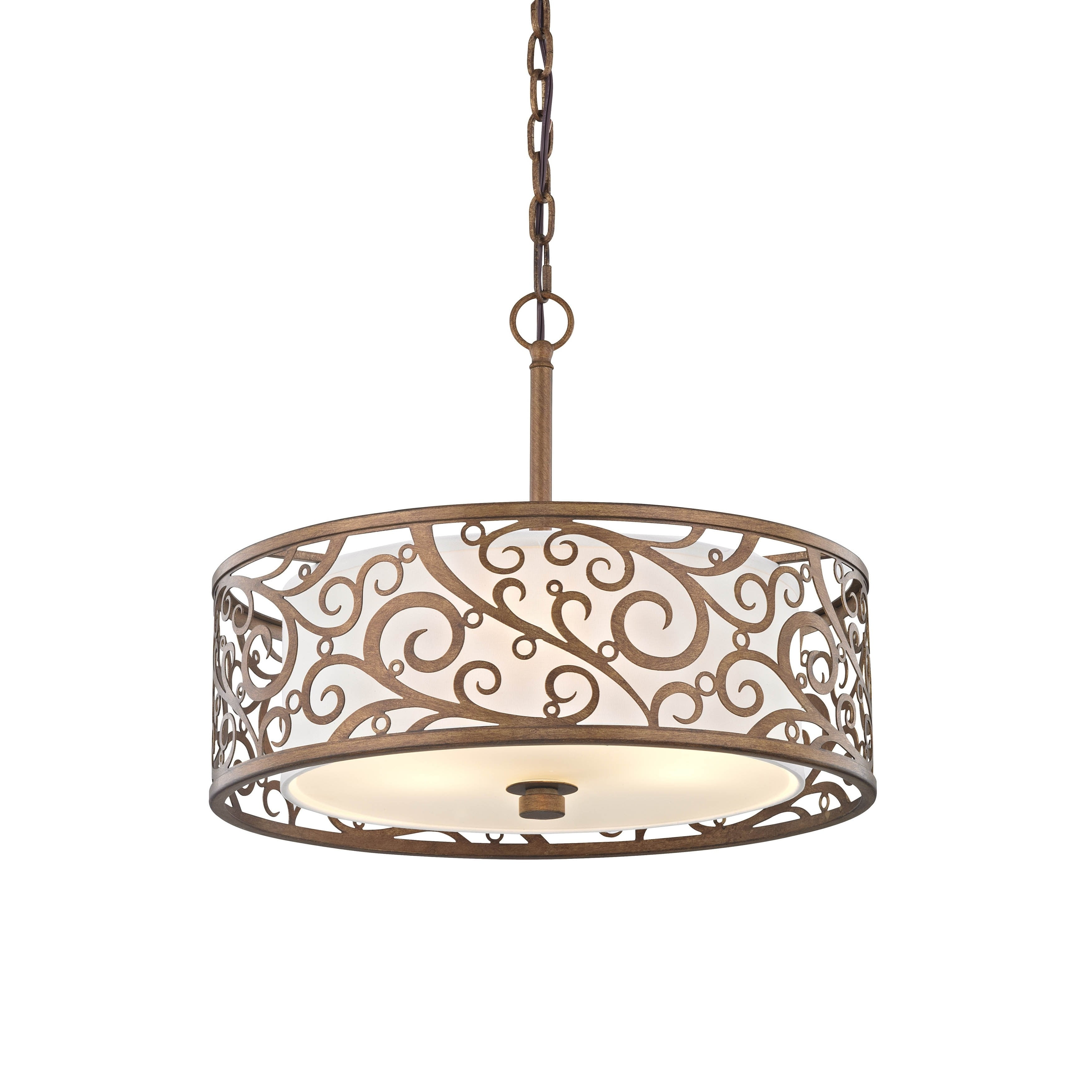Home Decorators Collection Carousel 3-Light Burnished Gold Pendant Frosted Glass - Image 2