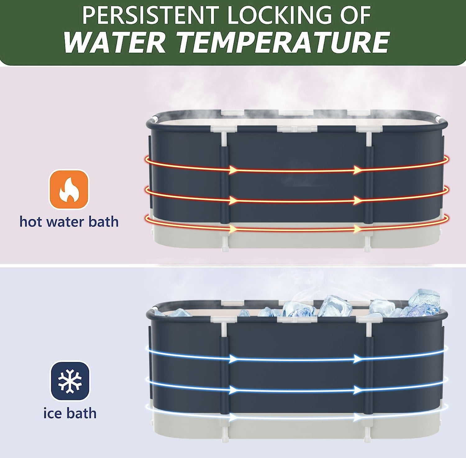 CAPRI MARATEA TR0072_IN, Blue+Beige Portable Ice/Hot Bathtub with Thermal Foam - Image 9