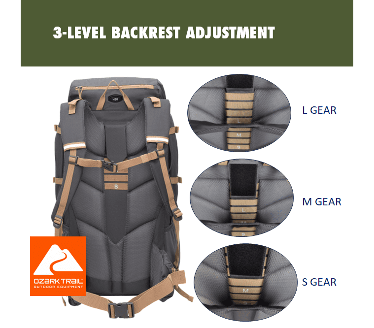 Ozark Trail 60L Hiking Backpack with Durable Fabric and Multiple Pock,Age group:Adult - Image 8