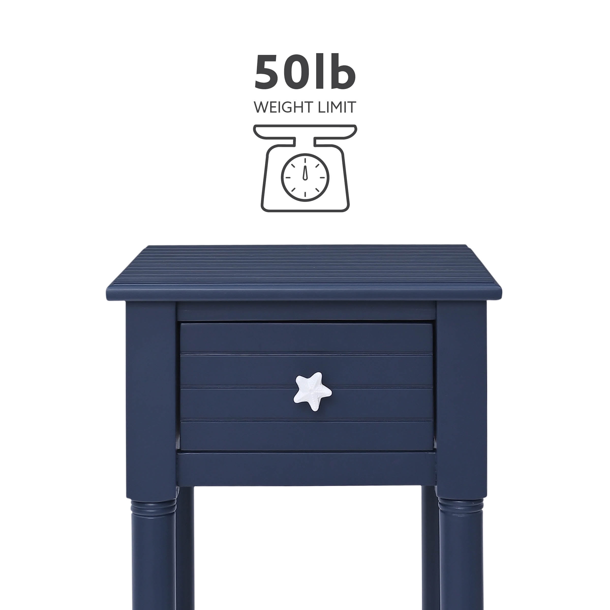 Linon Athalee Single Drawer Indoor Accent Side Table with Shelf, 29.5" Tall, Navy - Image 16