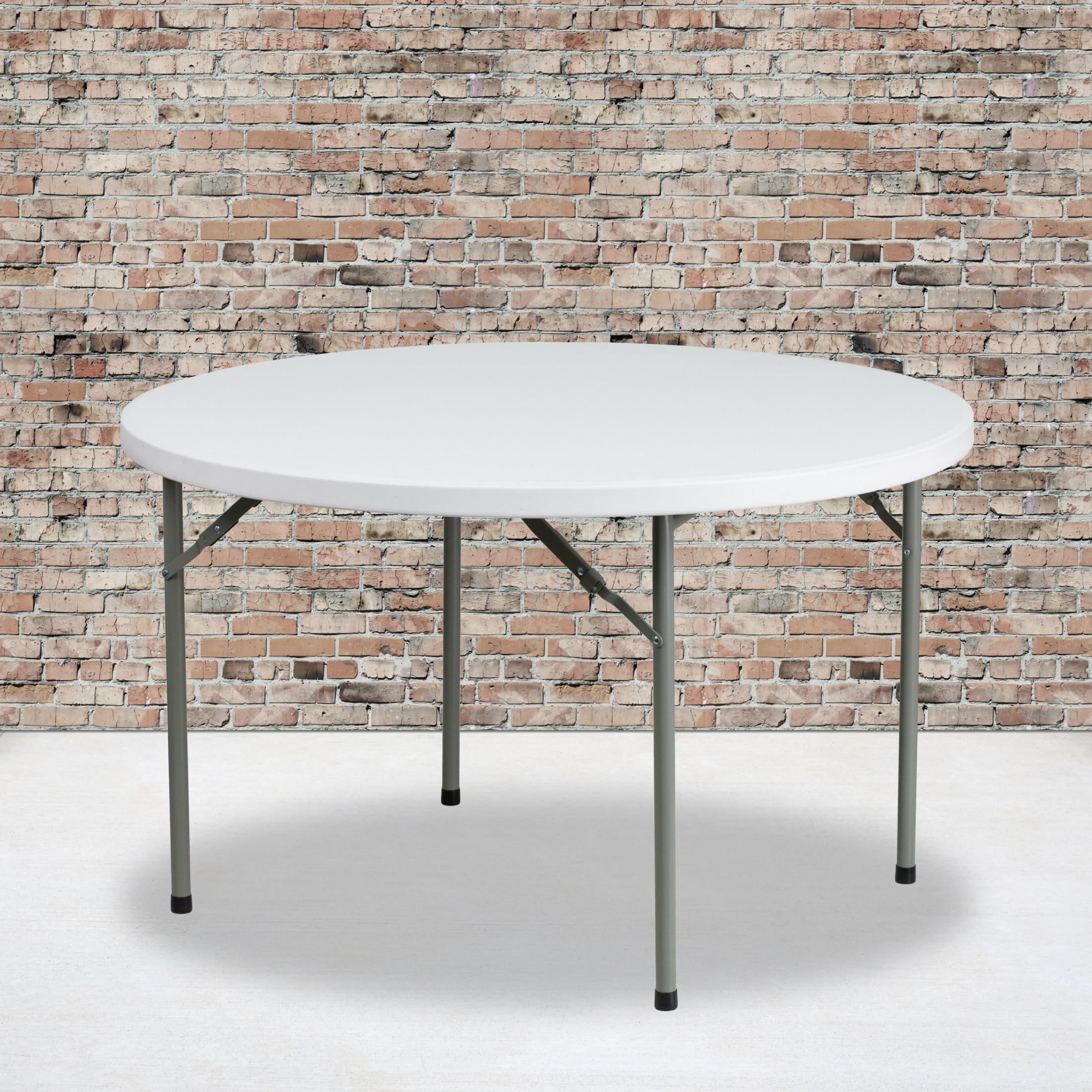 Flash Furniture 4' Round Folding Plastic Folding Banquet and Event Table, Granite White - Image 2