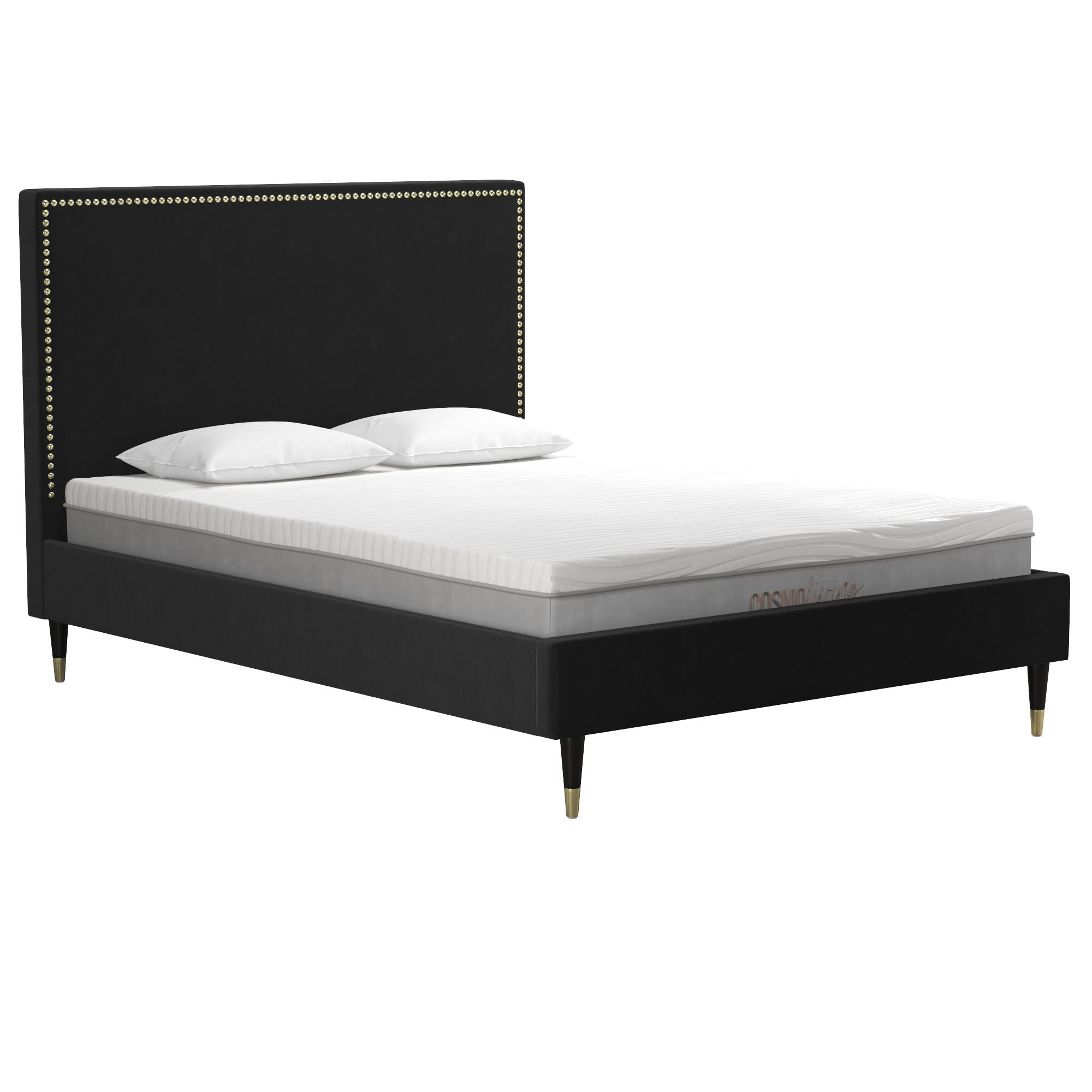 CosmoLiving by Cosmopolitan Audrey Upholstered Bed, Black Velvet, Queen - Image 12
