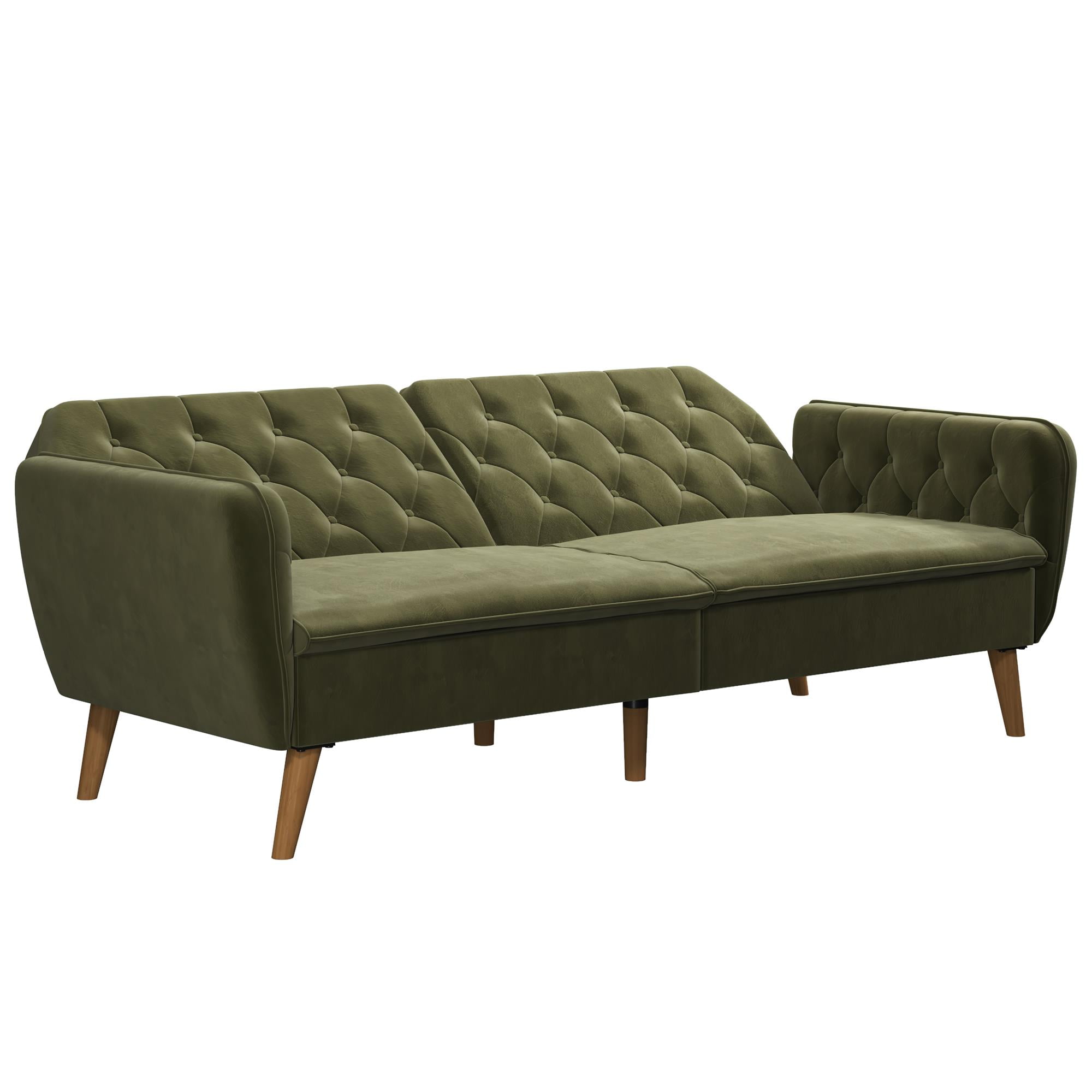 Novogratz Tallulah 83" Memory Foam Futon Sofa Bed, Green Velvet - Image 11
