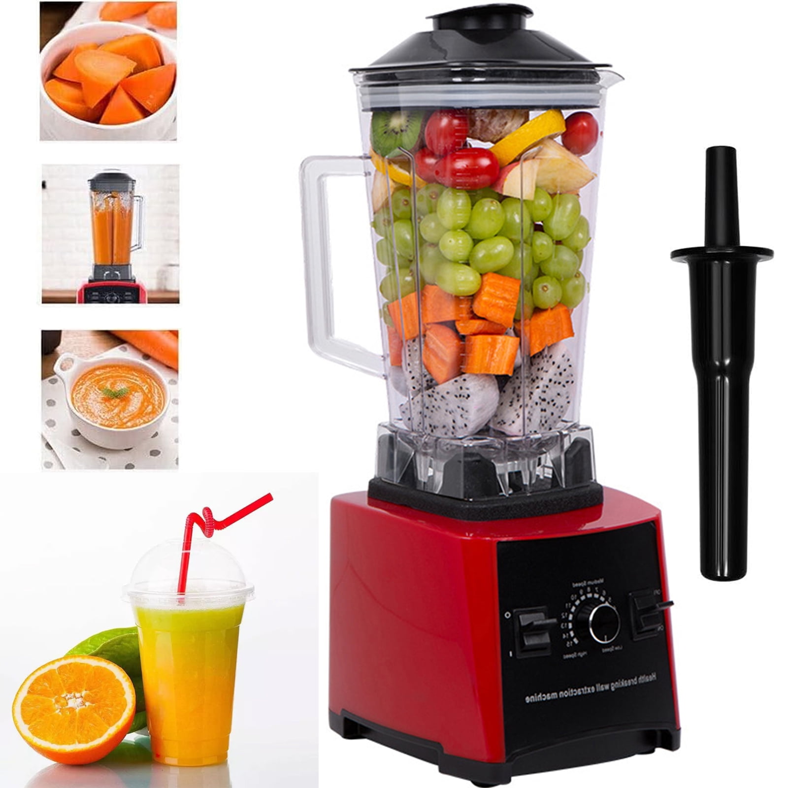 LASIEYO Countertop Blender, Professional Blender for Shakes and Smoothies Food Processor Electric Juicer Squeezer, 3000W 15 Adjustable Speed Control Blender for Kitchen Ice Crush Fruit Drinks, Red 2L - Image 5