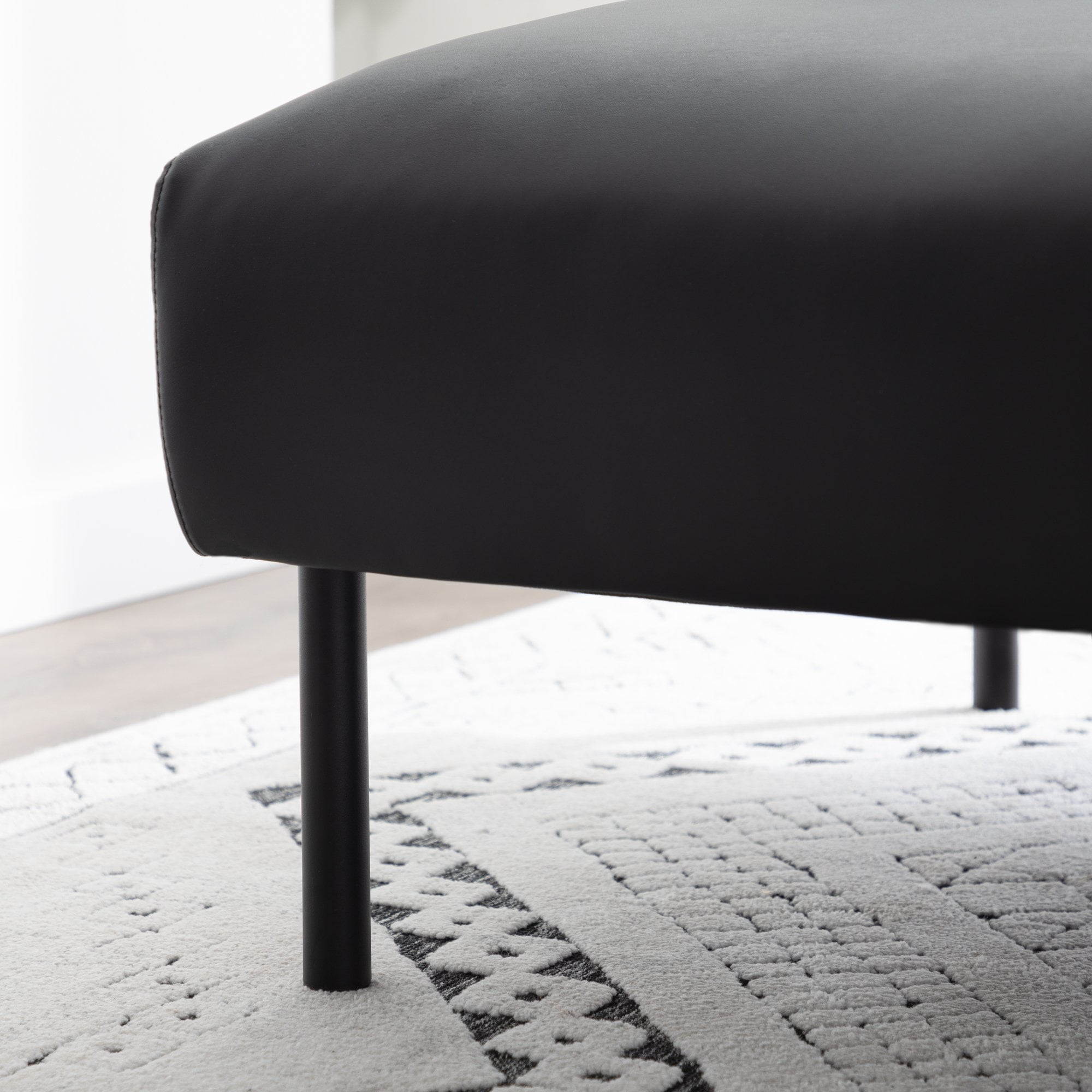 Mayview 68.5" Armless Sofa Bed with Tufting, Black Faux Leather - Image 6