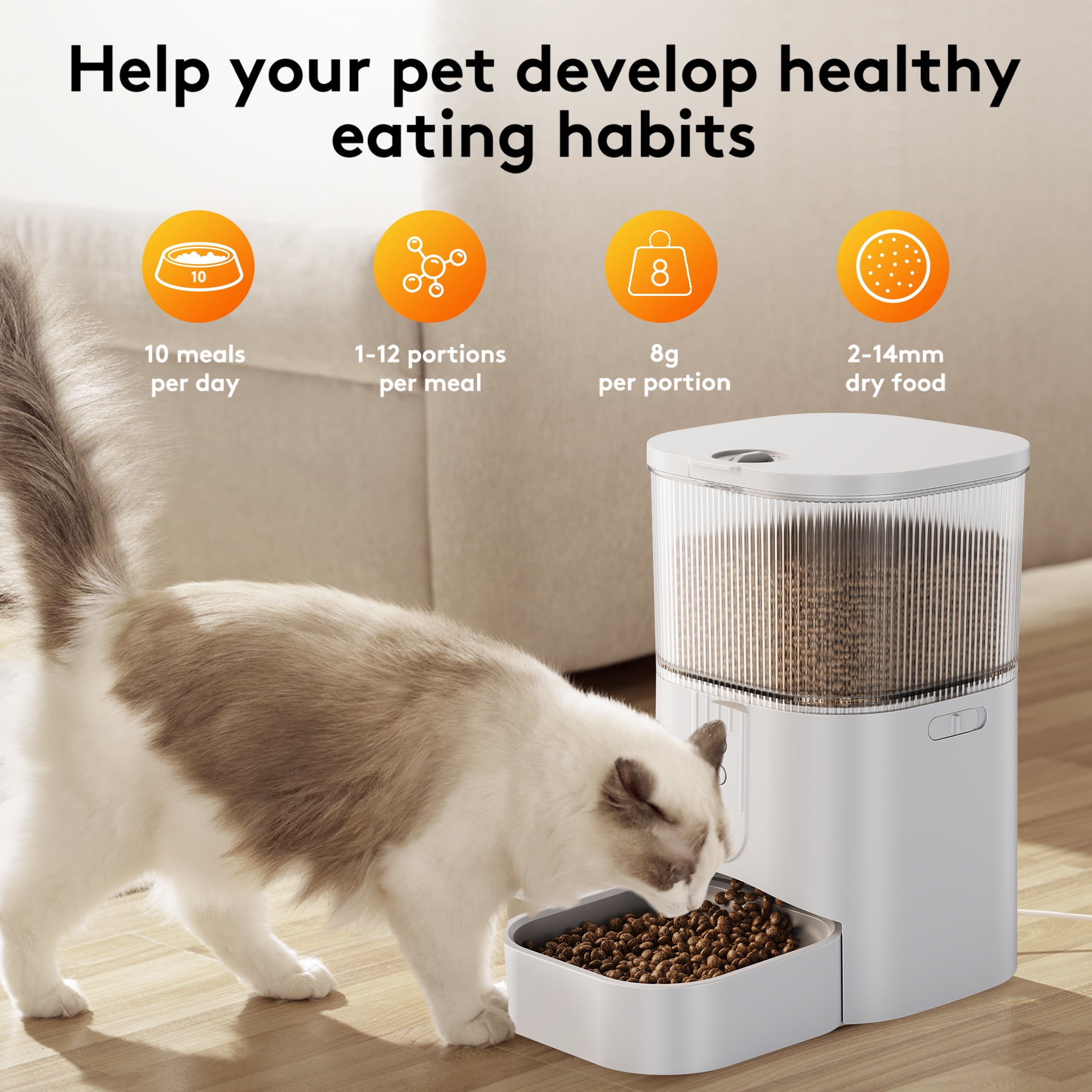 Zoolike Automatic Pet Feeder for Cats Dogs Rabbits with Camera,1080P HD Video with Night Vision, 2.4G WiFi Smart Food Dispenser with APP Control,3L - Image 7