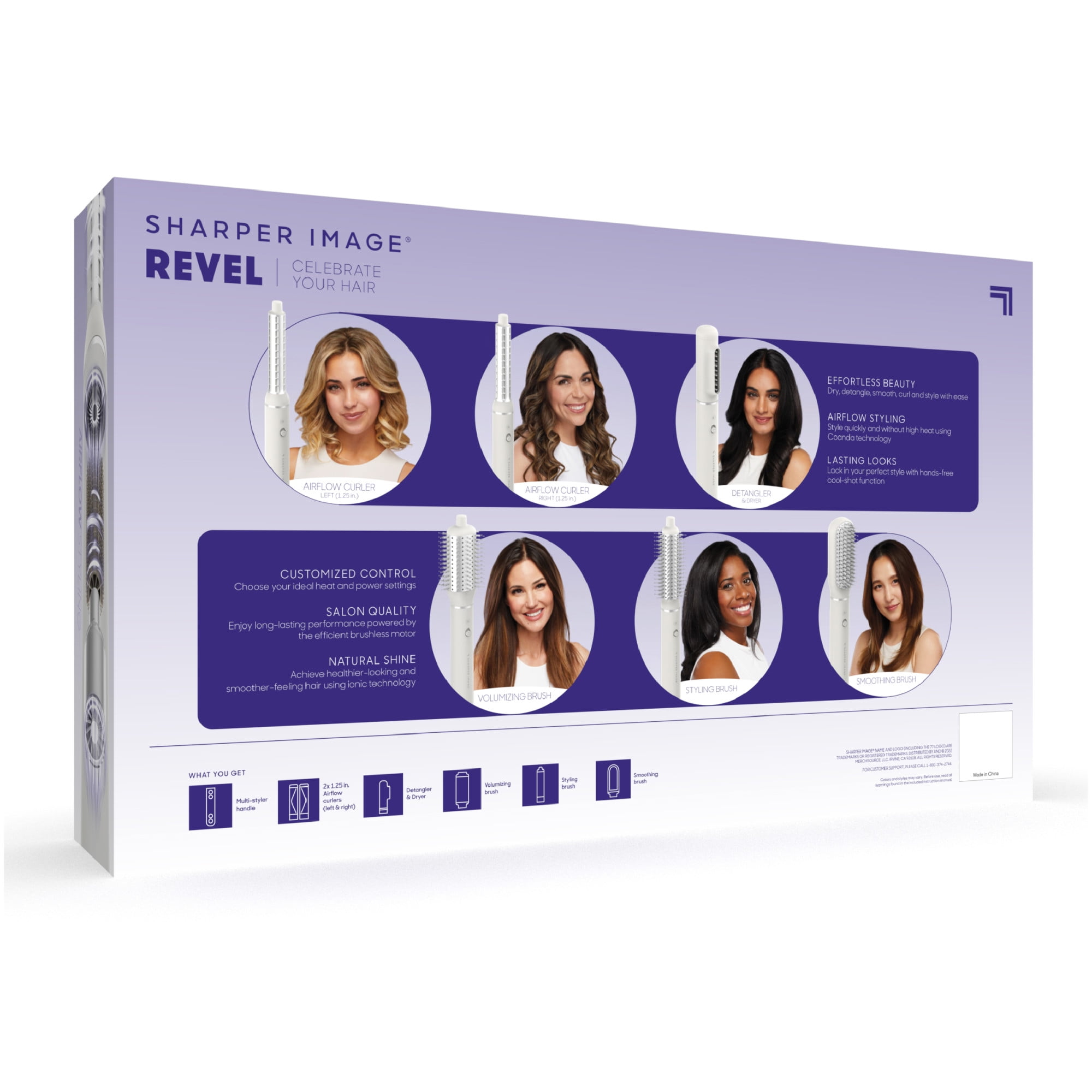 Sharper Image® Revel Hair Multi-Styler 6-In-1, 6 Premium Airflow Attachments, 3 Heat Levels, Cool Shot, Ionic Technology, Curler, Detangler & Dryer, Volumizing, Styling, and Smoothing Brush - Image 13
