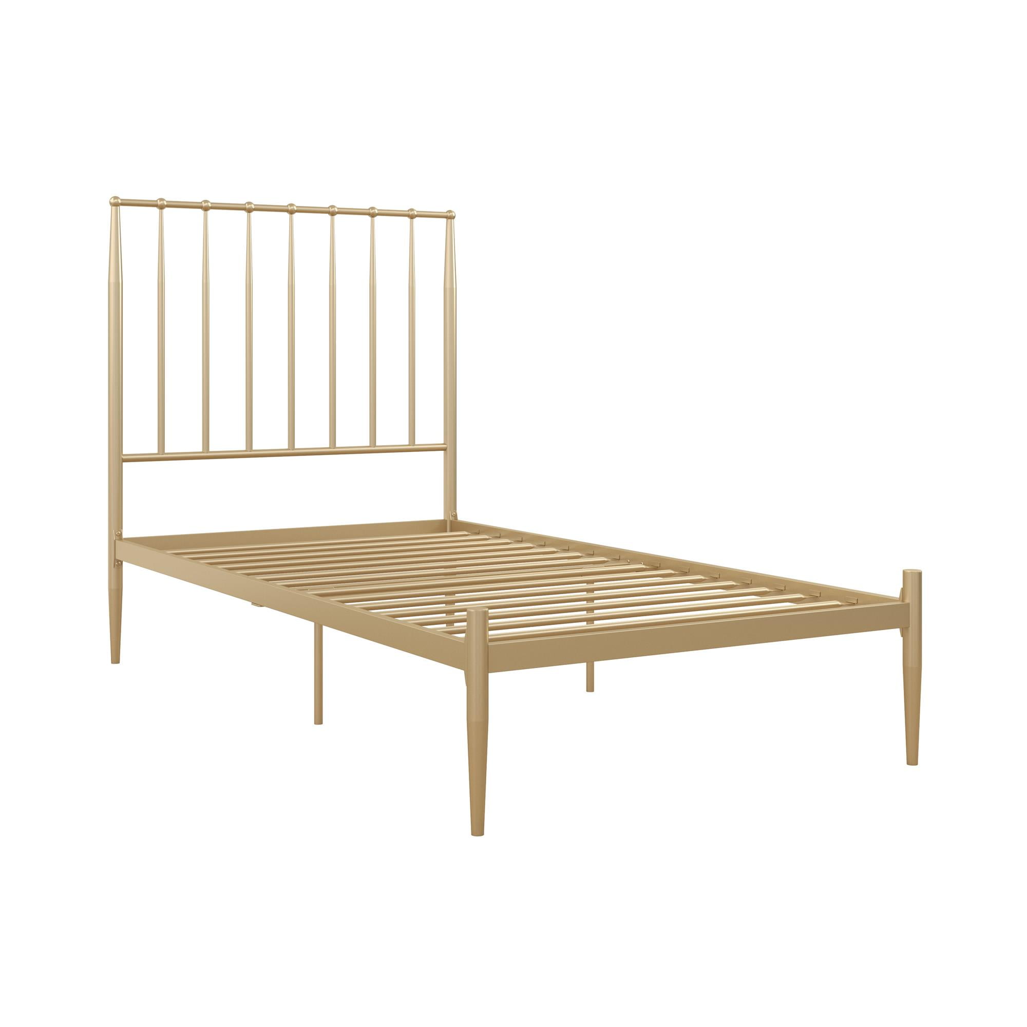 DHP Giulia Metal Platform Bed with Headboard and Underbed Storage Space, Twin, Gold - Image 20