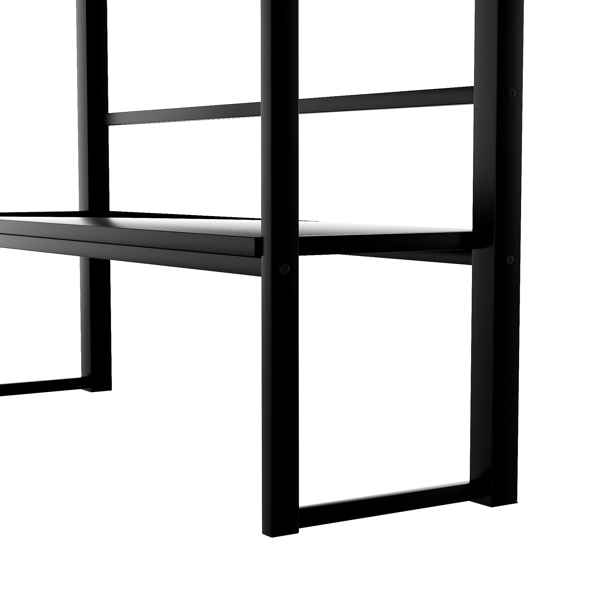 Euroco Metal Full Size Loft Bed with Desk, Shelf and Lounge for Kids Teens Bedroom, Black - Image 4