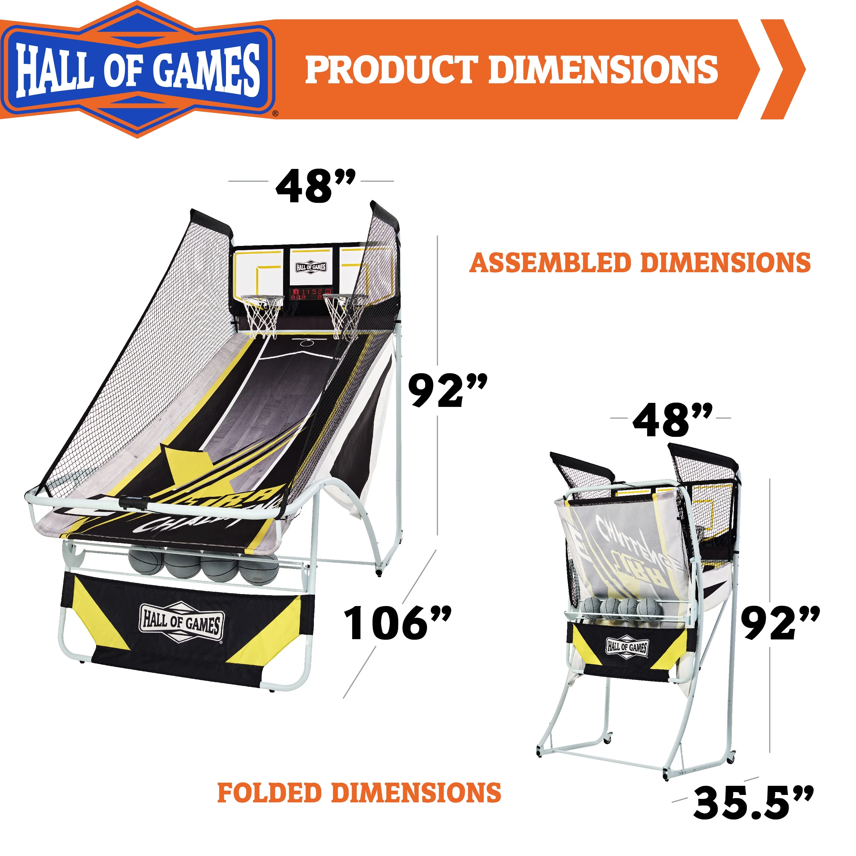 Xtra Long Shot Arcade Basketball Game Indoor, 92 in Tall Electronic Basketball Game by Hall of Games - Image 6