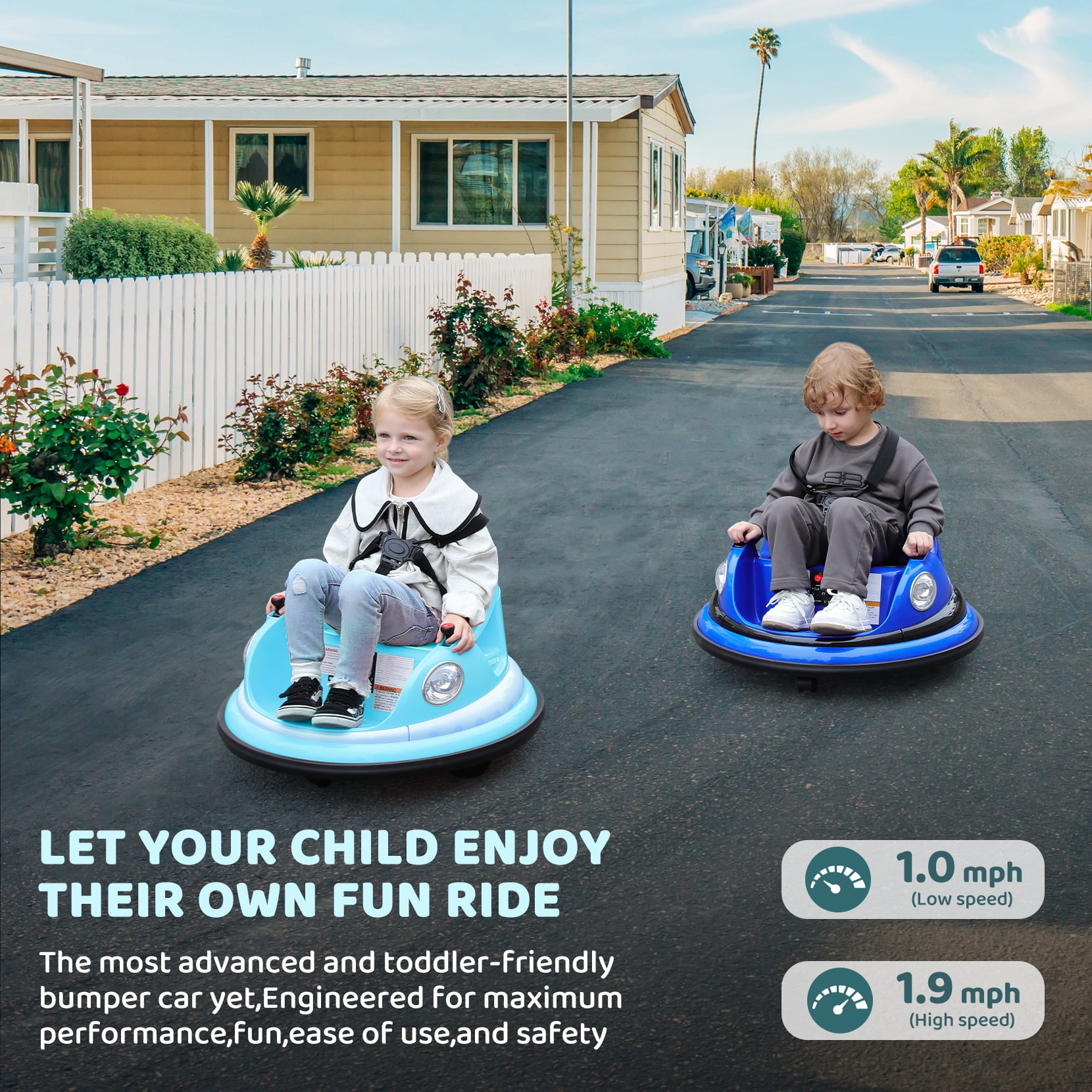 12V Bumper Car,Neche Ride On Toys for Toddlers,360° Spin Toddler Car with Remote,5 LED Lights,Light Blue - Image 9