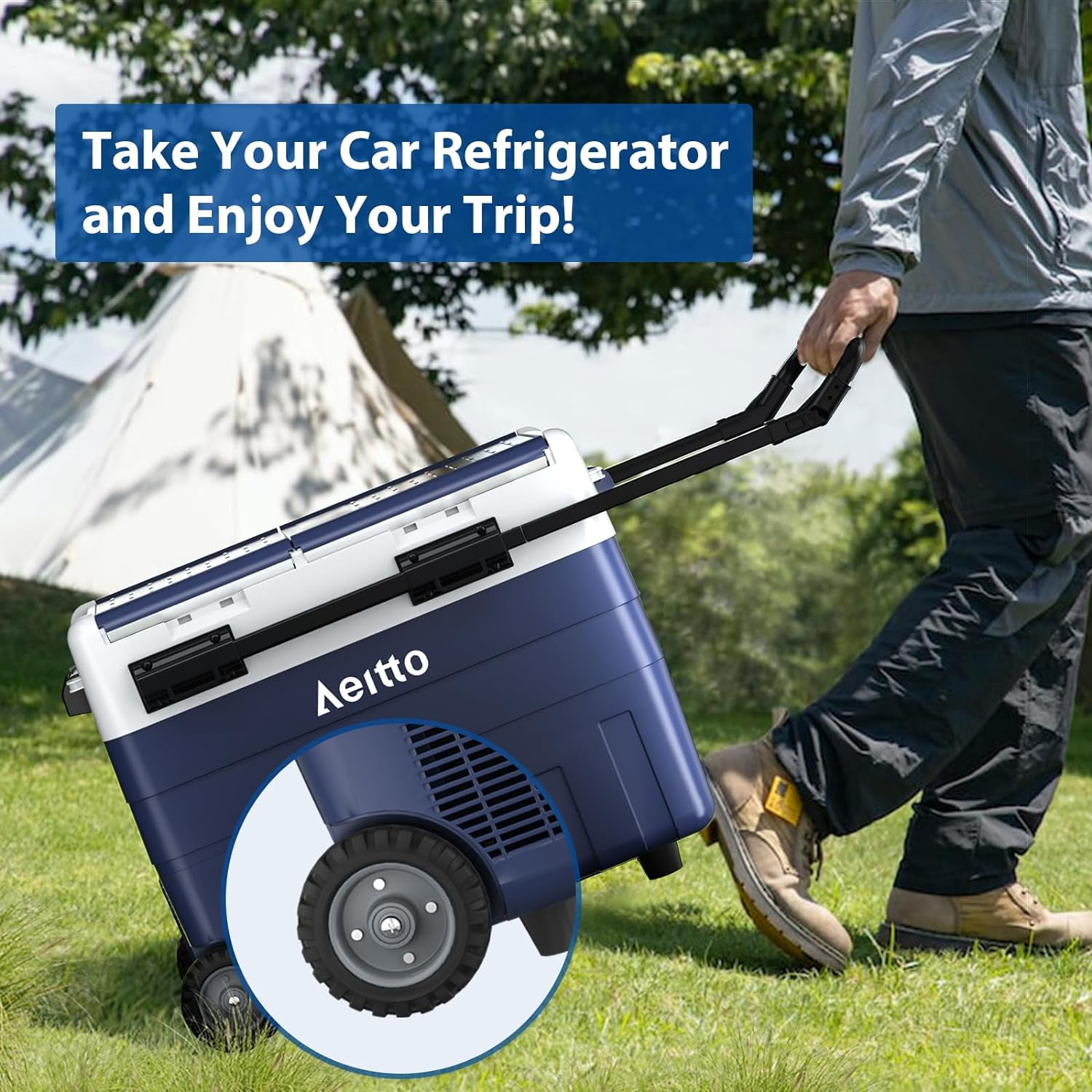 Aeitto 12 Volt Car Refrigerator, 52QT(50L) Dual Zone Portable Car Fridge Freezer -4℉-68℉ Electric Cooler Dual Temp Control Cooling Freezing 12/24V DC & 100-240V AC for Travel, Camping, RV, Road, Home - Image 5