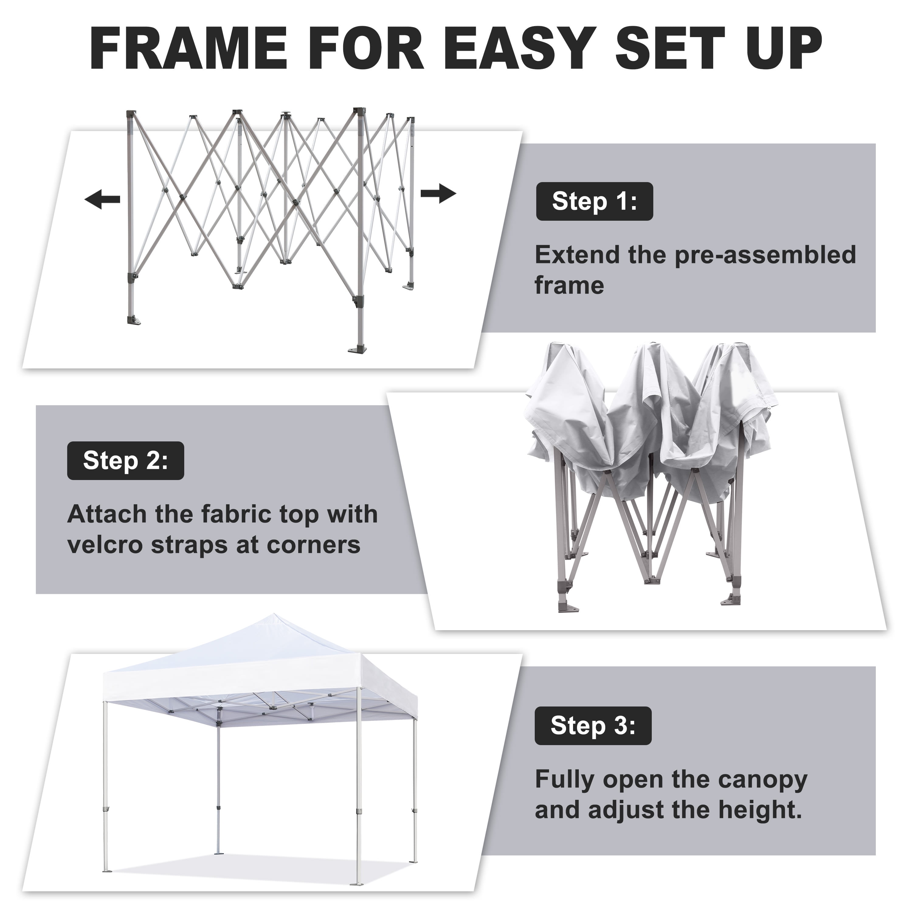 Eurmax USA 10'x15' Pop Up Canopy Tent with Heavy Duty Roller Bag,Bonus 4 Sand Weights Bags(White) - Image 3