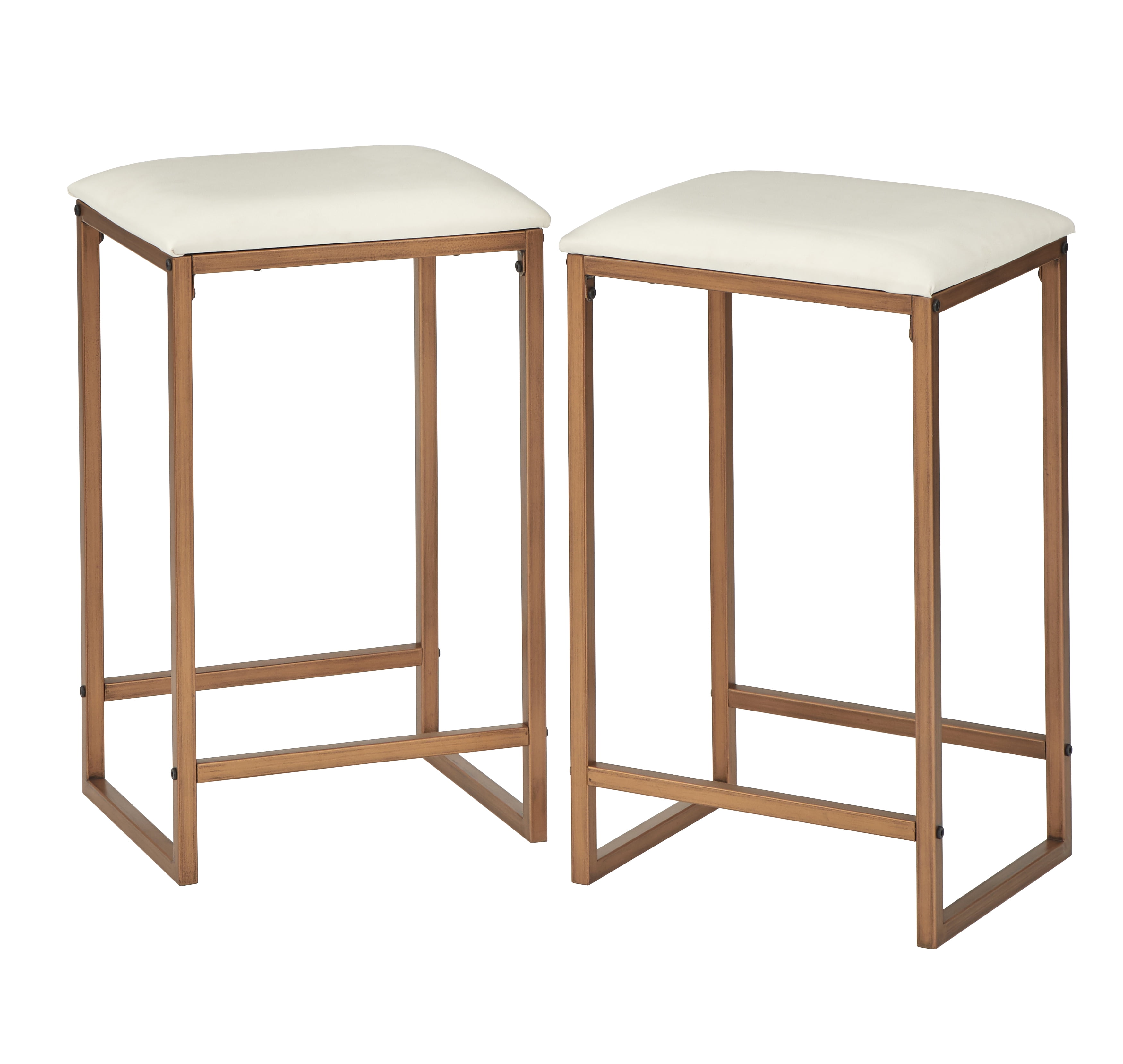 TMS Lane 3-Piece 36" high Counter Height Dining Set, Seats 2, Table and 2 Stools, White and Gold - Image 4