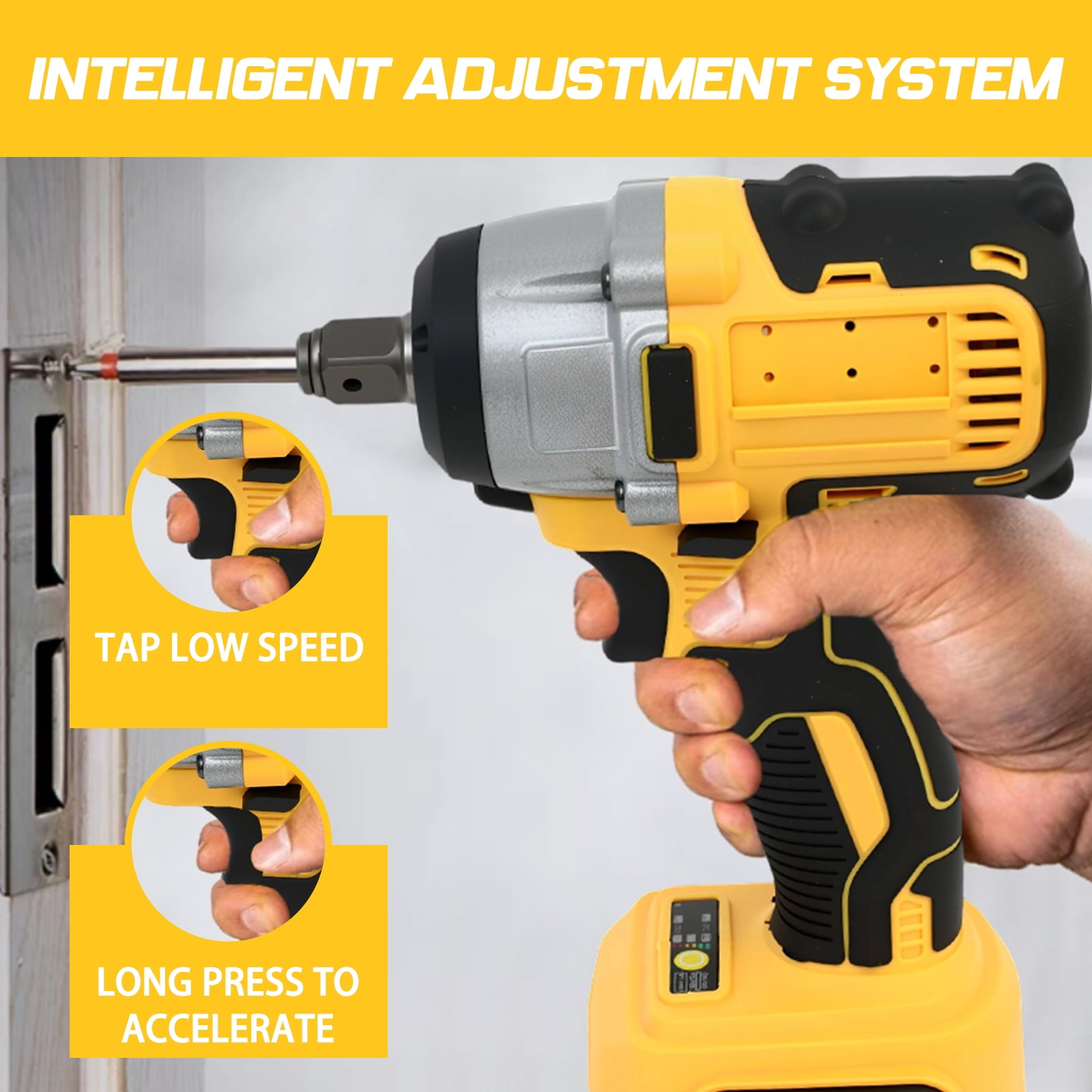 21V Cordless Impact Wrench with 2 Batteries,Brushless Motor 1/2" Impact Drill,Impact Gun Max Torque 280 ft lbs (380N.m),30Pcs Tool Set for Home,Yellow - Image 8