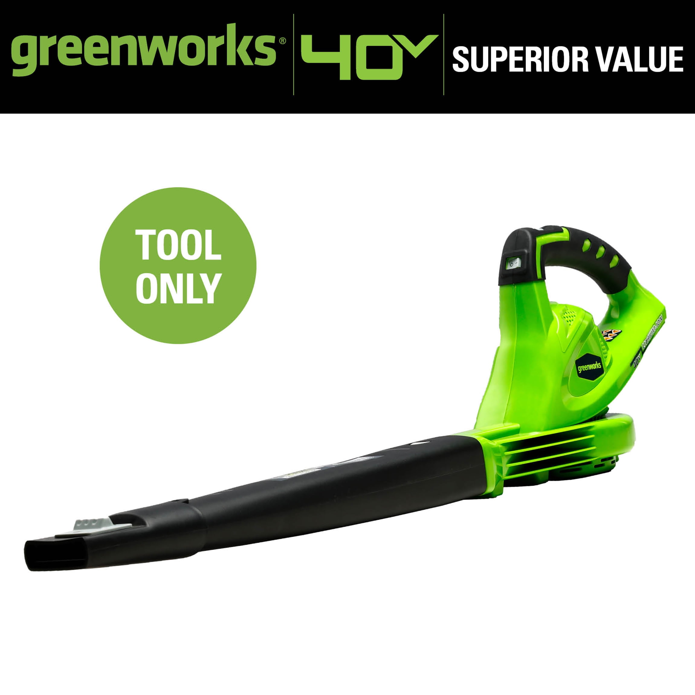 Greenworks 40V 135 CFM Cordless Leaf Blower/Sweeper, Battery Not Included 24282 - Image 4