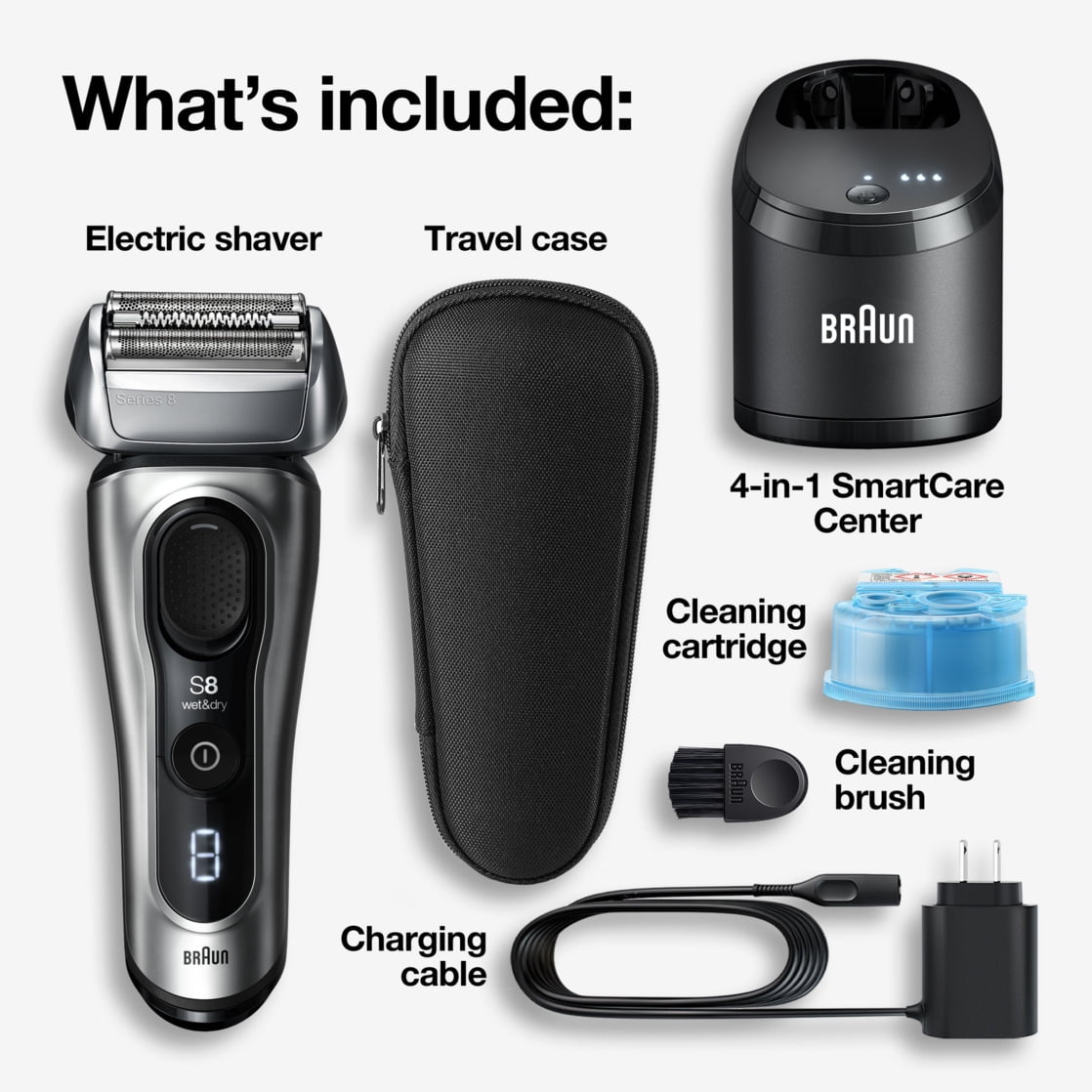 Braun Series 8 8457CC Electric Shaver for Men with Beard Trimmer, Cleaning & Charging Center, Sliver - Image 9